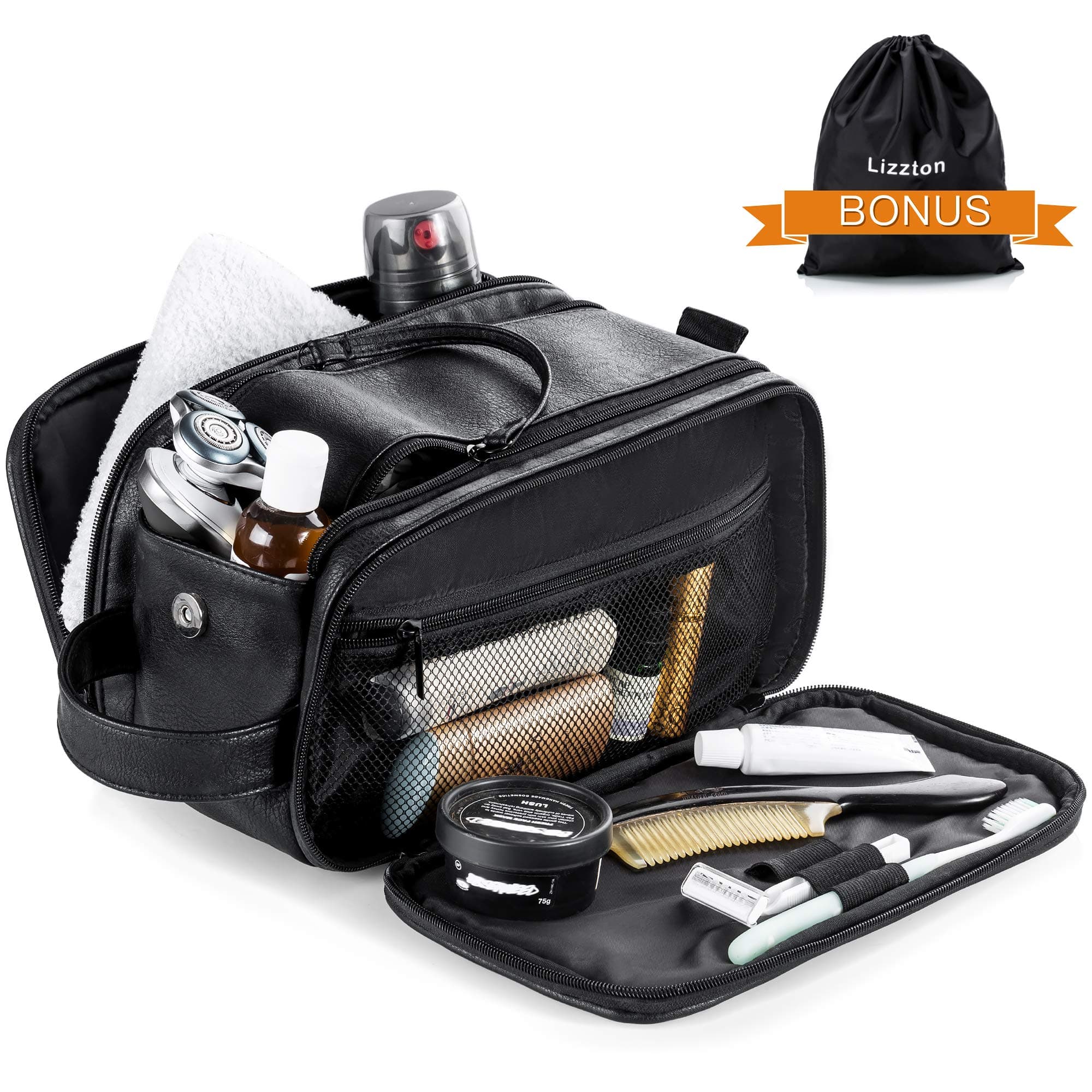 Lizzton Toiletry Bag for Men & Women Large Travel Shaving Dopp Kit Water-resistant Bathroom Toiletries Organizer Bags