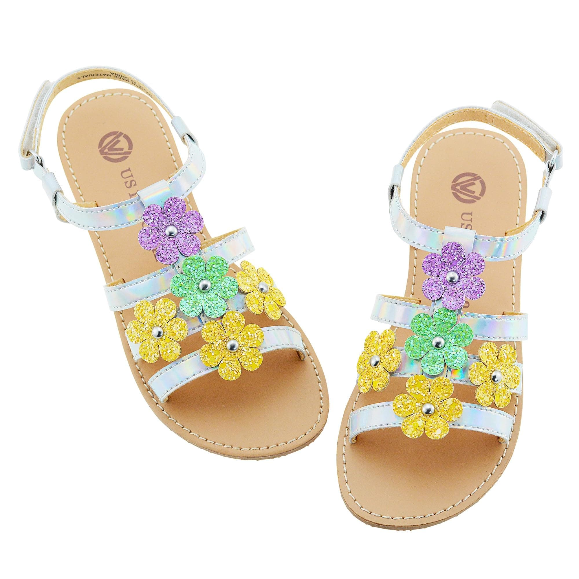 Girls Sandals Kids Strap Flat Sandals Open Toe Summer Flower Casual Sandals