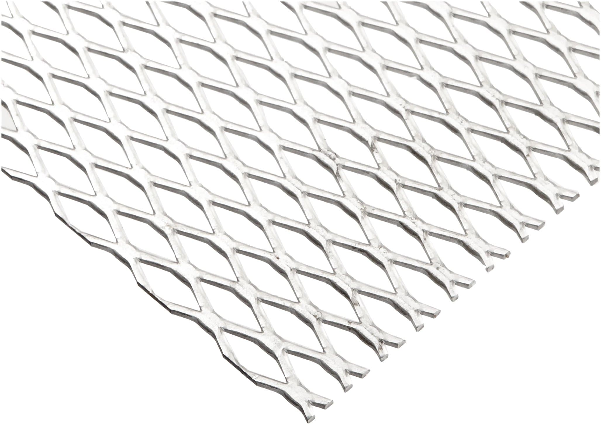 Carbon Steel Flat Expanded Sheet, Unpolished (Mill) Finish, 48" Width, 48" Length, 1.33" SWD x 3.2" LWD Opening, 13 Gauge