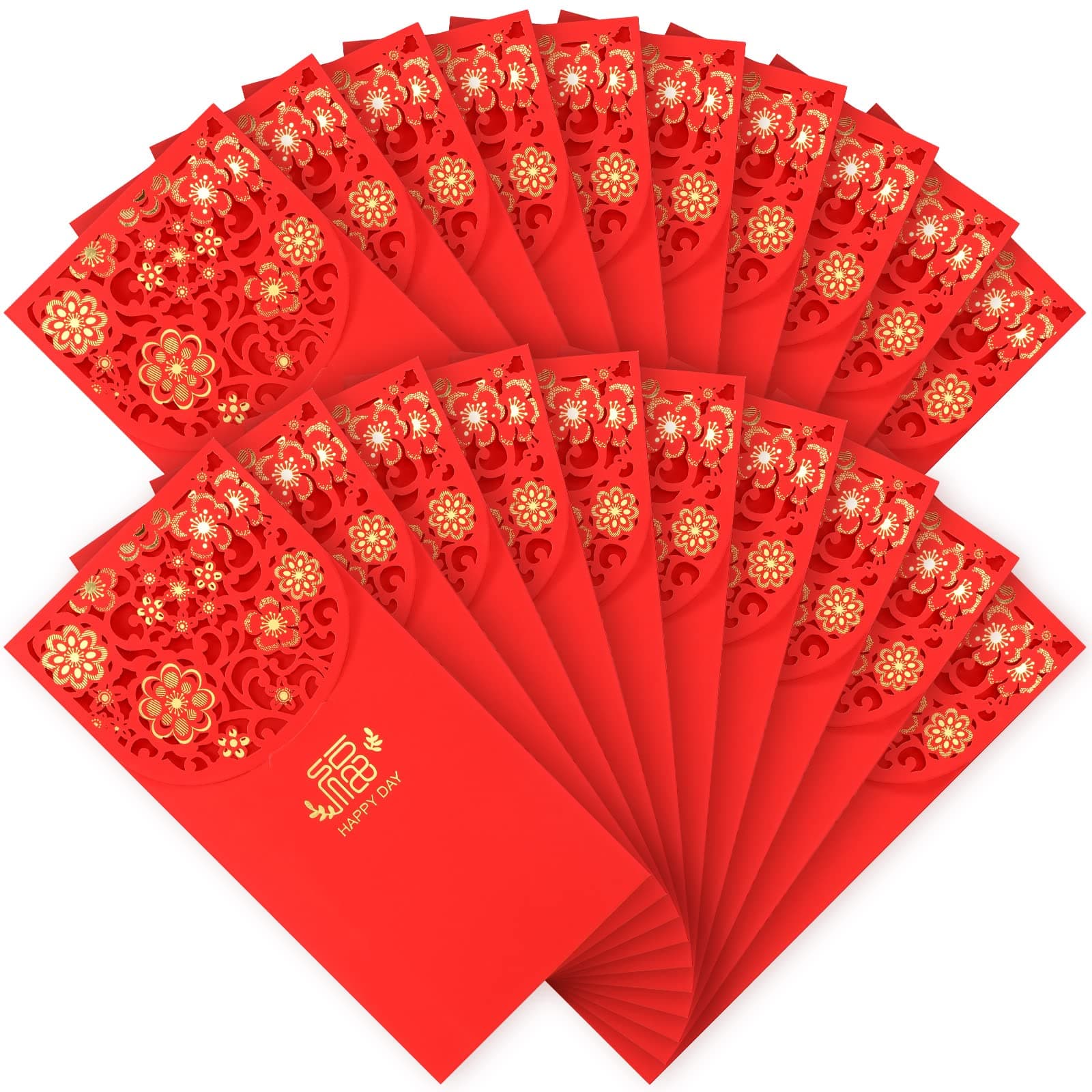 Pajean 20 Pcs Chinese New Year Red Envelopes Red Pockets Chinese Year of Snake 2025 Hong Bao Lucky Money Gift Envelopes Spring Festival Birthday Wedding Gifts, 7 x 3 Inch(Classic Style)