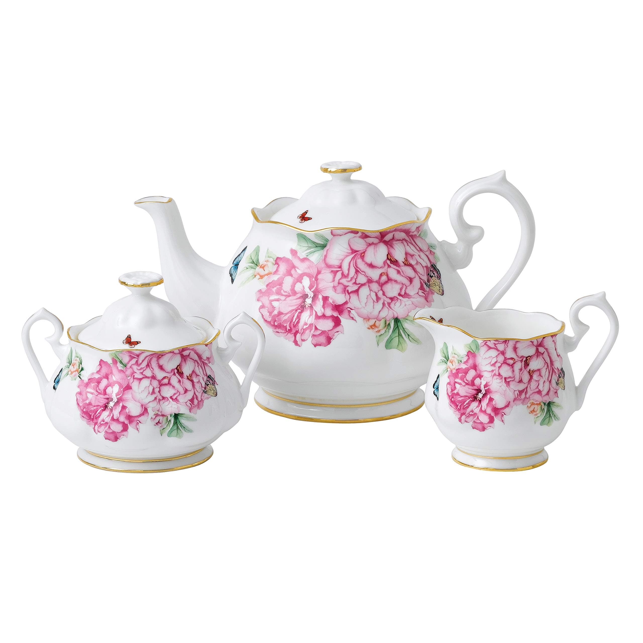 Royal Albert Miranda Kerr Friendship 40001821 Teapot, Sugar & Cream 3 Pc Set, Fine Bone China