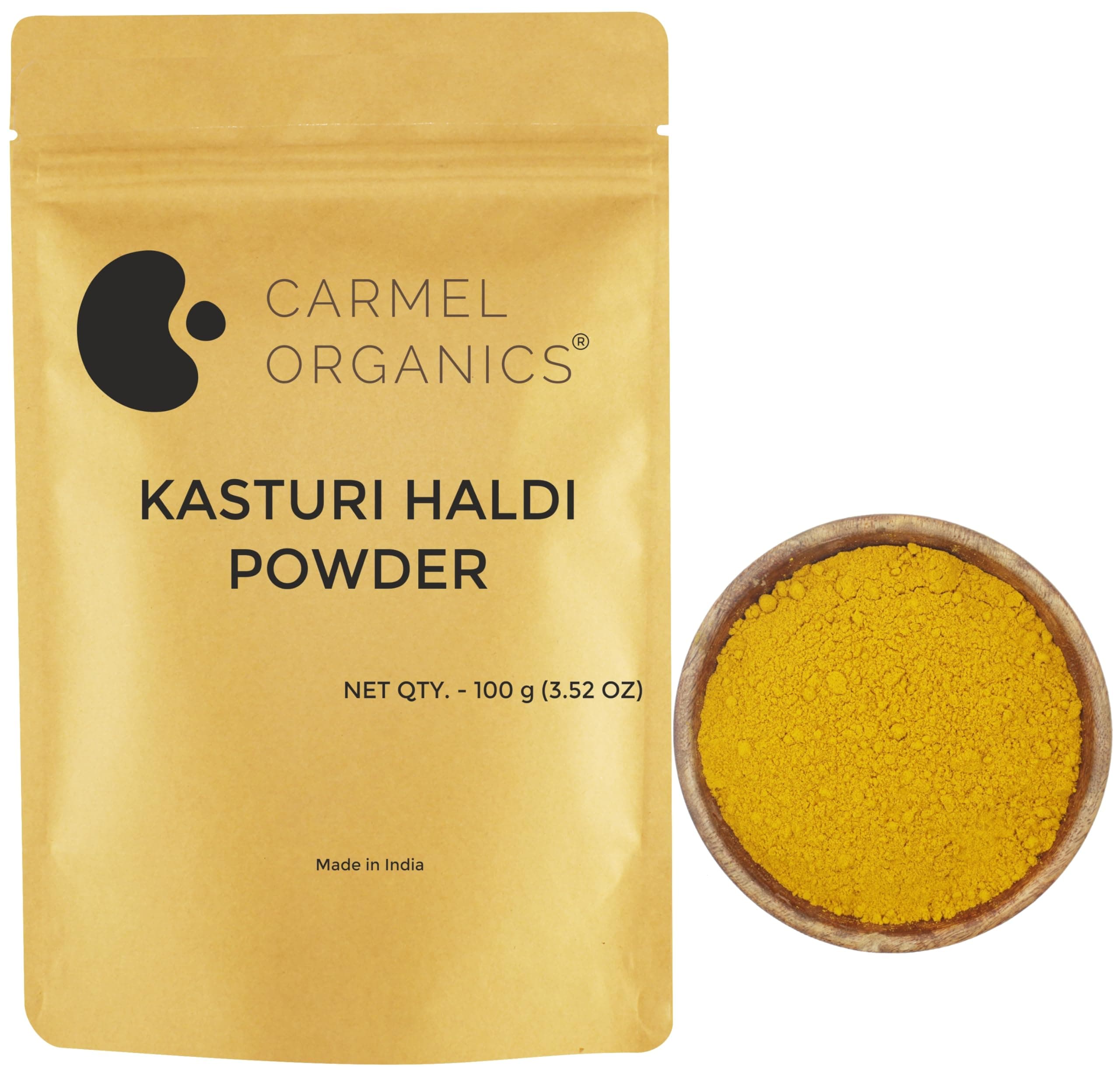 CARMEL ORGANICS Kasturi Haldi/Wild Turmeric Root Powder 100gm | No Added Preservatives | Kasturi Manjal Powder For Your Skin Care | Poolankilangu | Curcuma Aromatica