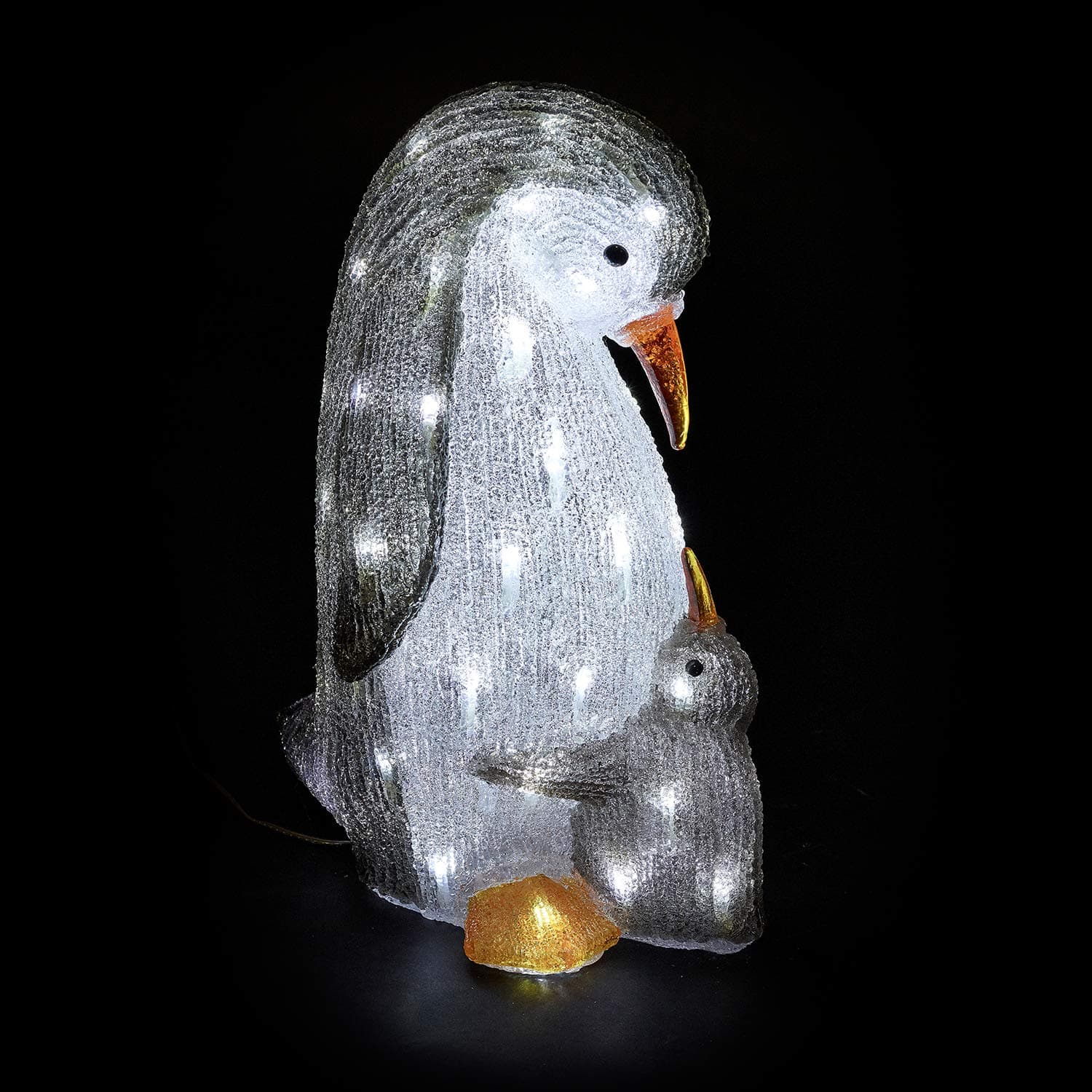 Premier Decorations - 47cm Mains Operated Indoor & Outdoor Acrylic Penguin Family Christmas Figures - 60 Cool White LED Lights