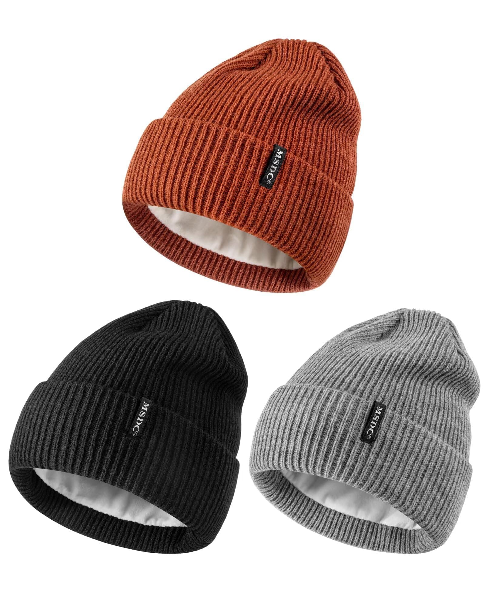 Beanies Women 3 Pack, Winter Hats for Women Men Fleece Lined Warm for Cold Weather, Beanie for Women Fashion Skull Cap