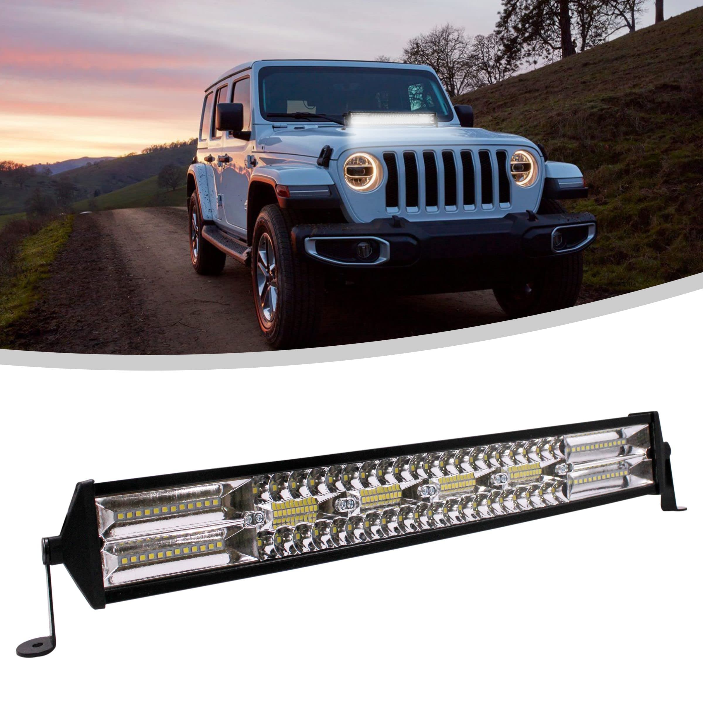 SORAX (6 Months Warranty 21 Inch Light Bar 6000K Off-Road Spot Flood Combo Led Bar Light Waterproof compatible for Truck, 4X4, ATV, Boat, Jeep, LED Light Bar White (BAR-4)