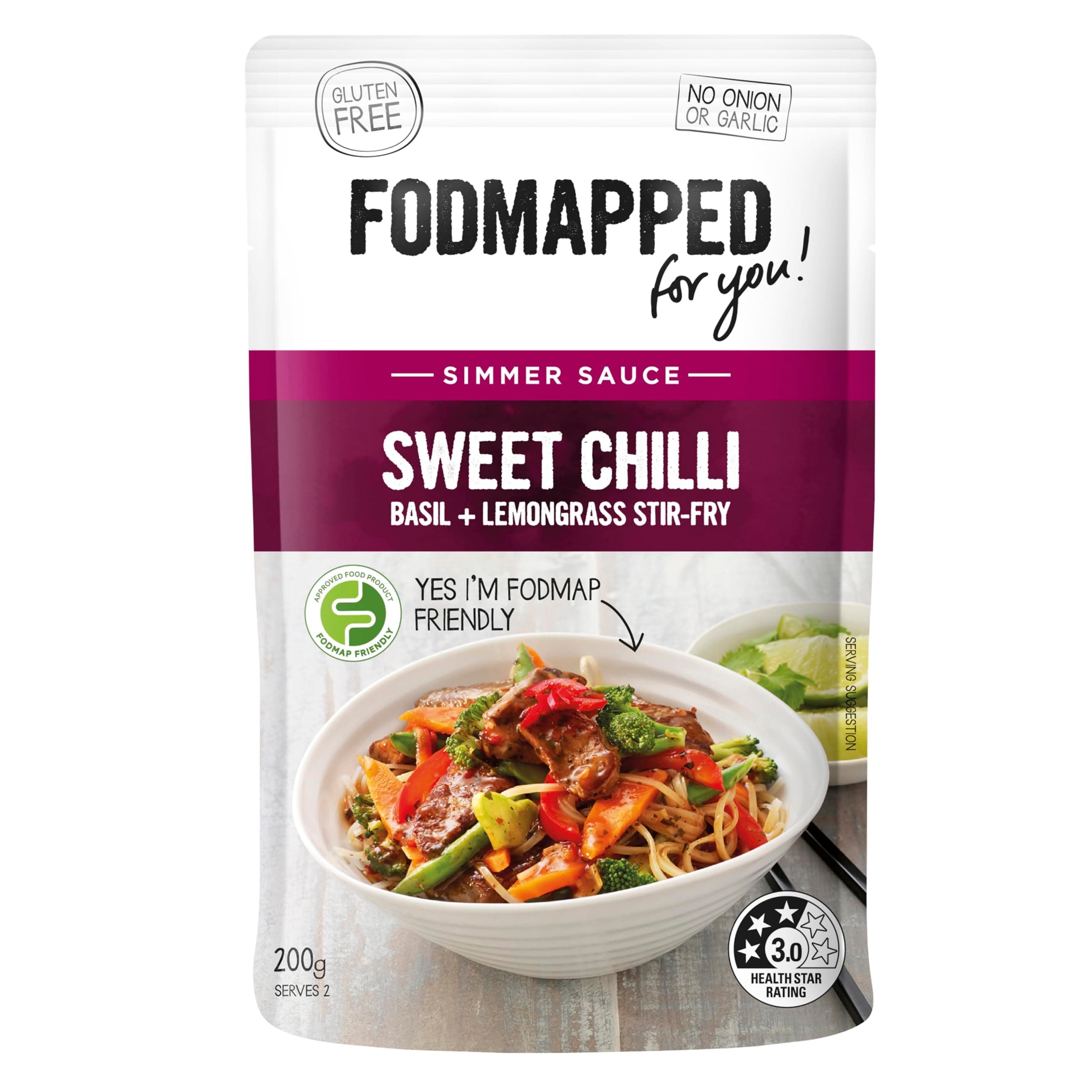 Fodmapped Sweet Chilli Basil and Lemongrass Stir-Fry Simmer Sauce, 200 g