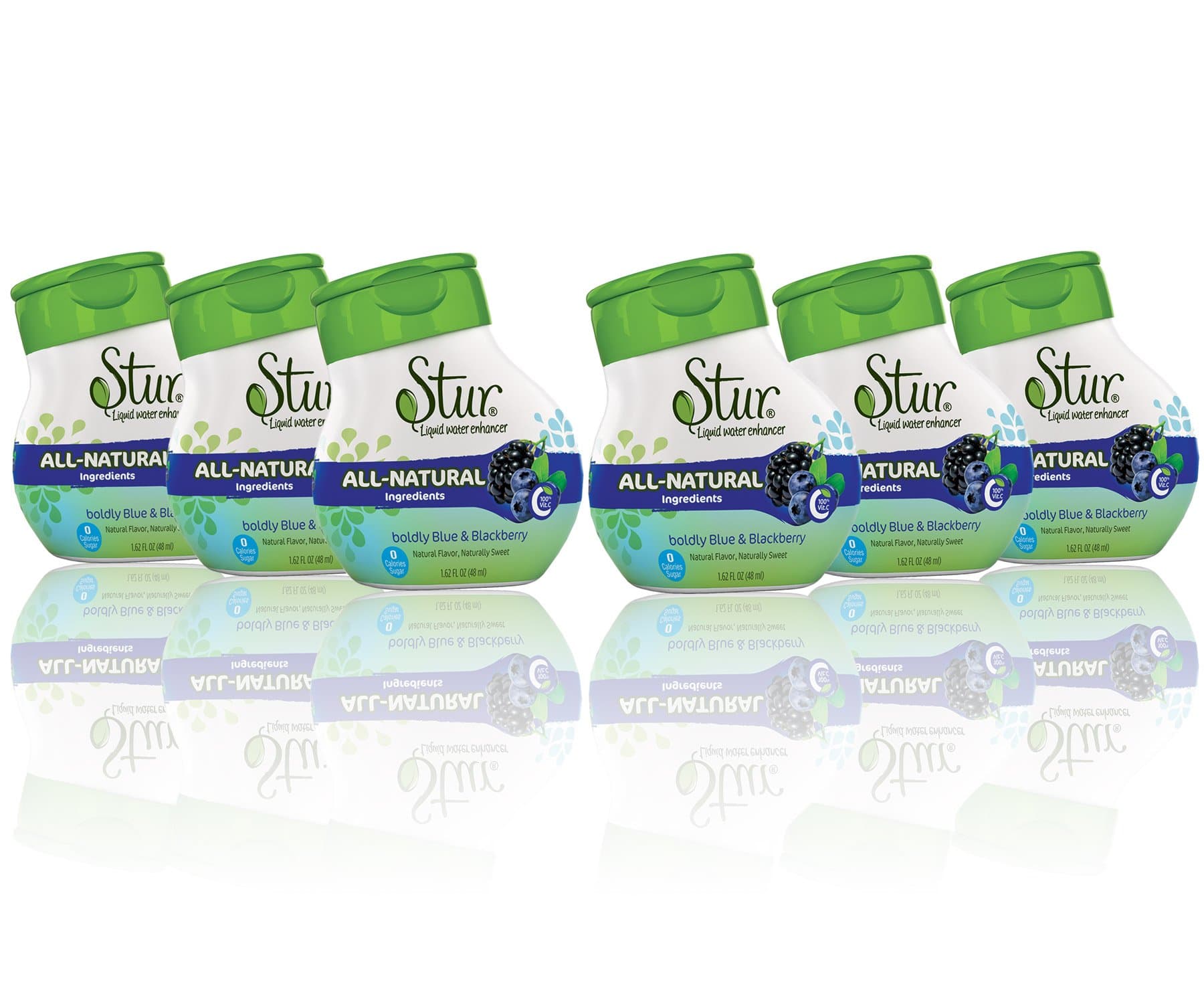 Stur Blue & BlackBerry Flavour (6 Pack) - 144 Servings - Makes 28 litres of Drink High in Vitamin C. All Natural Stevia Water Enhancer. Perfect for tap, Bottled and sodastream Water.