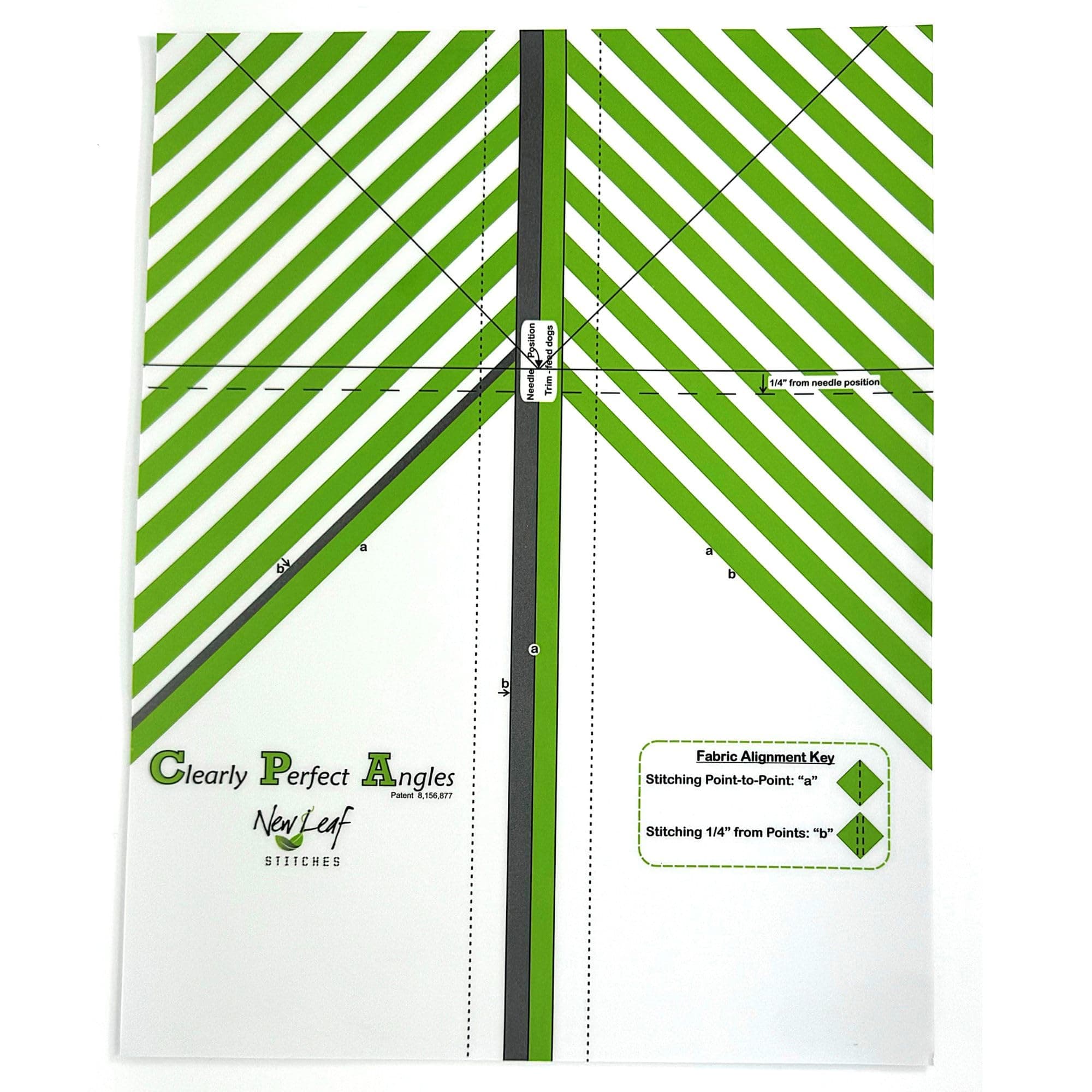 Clearly Perfect Angles Template by New Leaf Stitches – Color Coded Fabric Alignment Guide for Sewing 45 Degree Angles