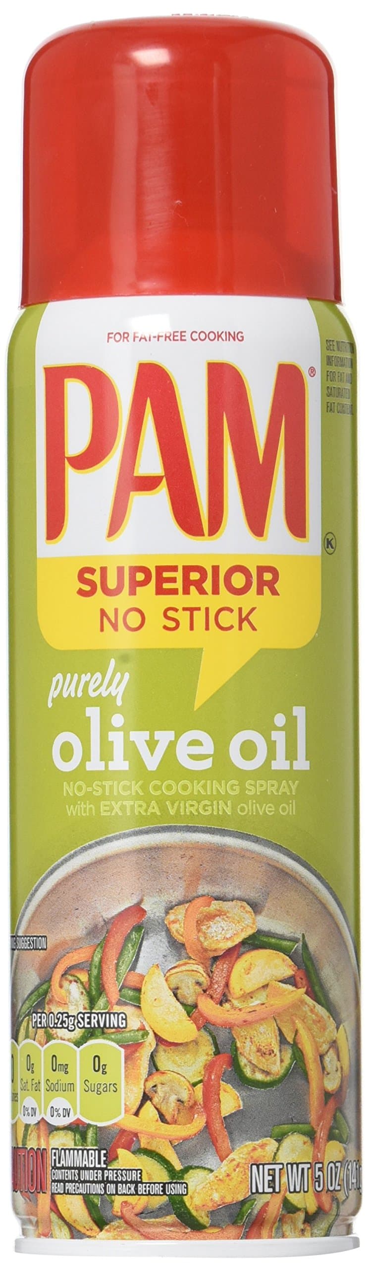 Pam No-Stick Cooking Spray - Purely Olive Oil - Superior No Stick With Extra Virgin Olive Oil - Net Wt. 5 OZ (141 g) Each - Pack of 2