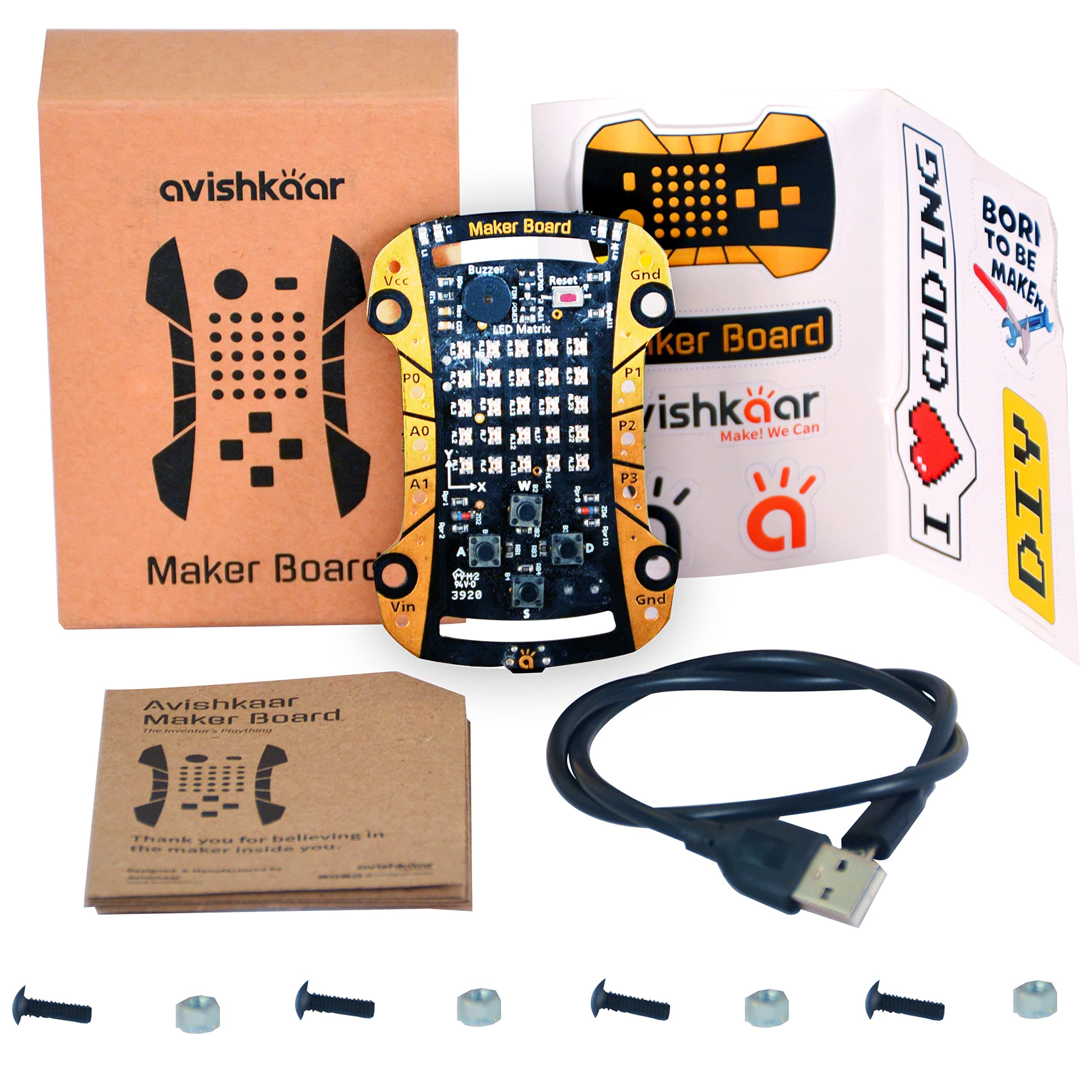 Avishkaar Maker Board, DIY STEM Programmable Electronics Kit, 50+ Projects, Learn Coding & Game Design, Best Educational & Learning Birthday Gift Toy for Boys, Girls & Kids aged 10+