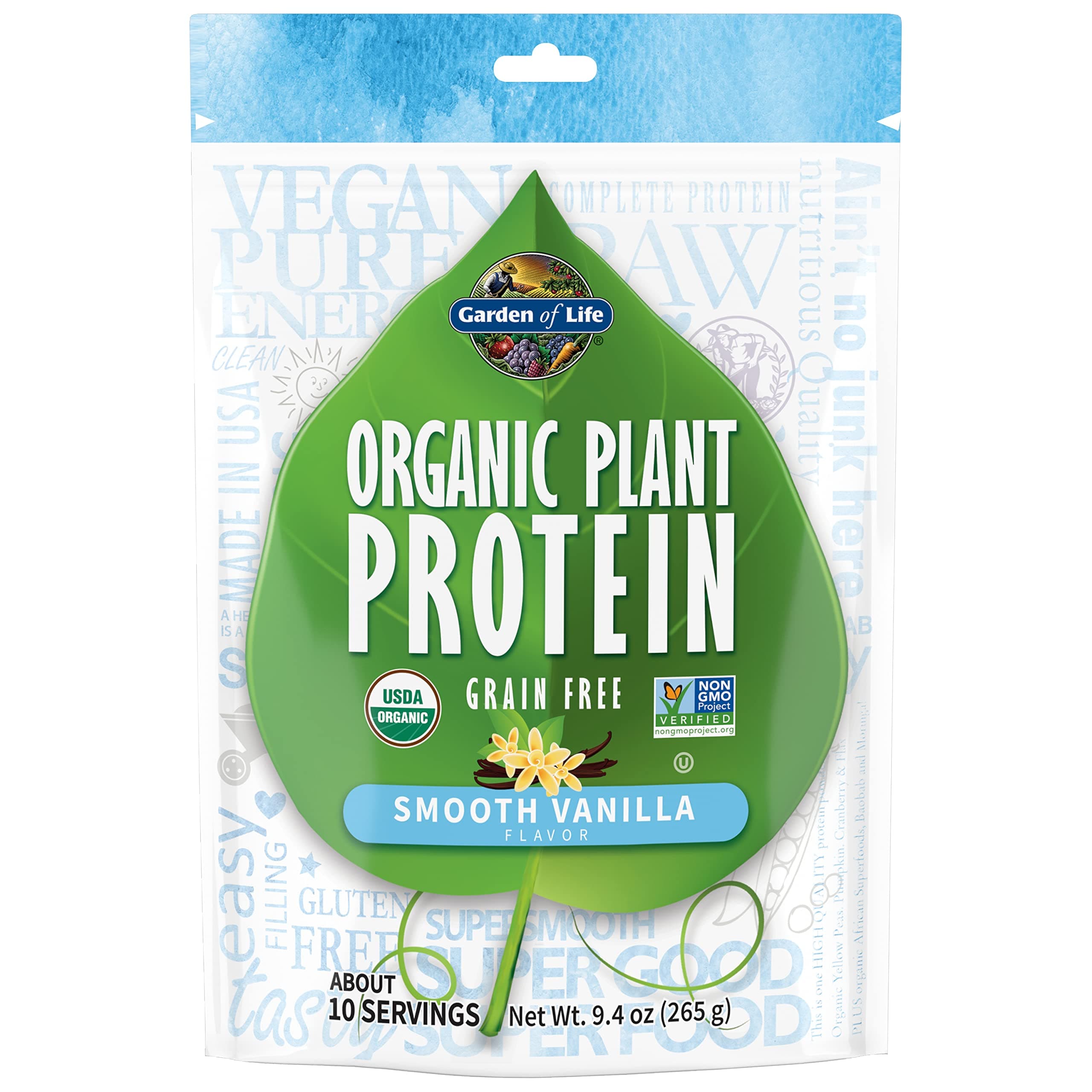 Garden of Life Organic Protein Powder - Vegan Plant-Based Protein Powder, Vanilla, 9.4 oz (265g) Powder