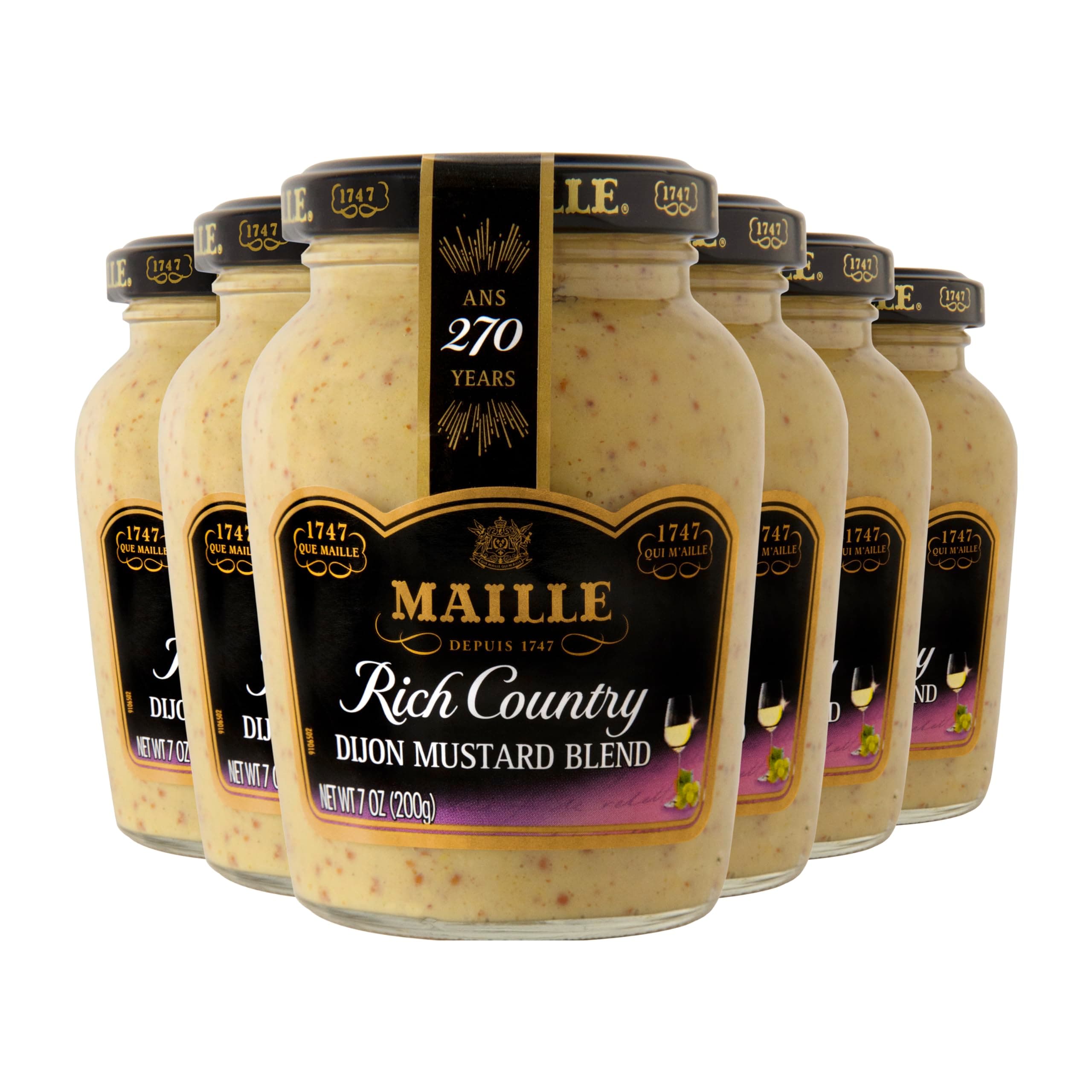 Maille Mustard, Rich Country Dijon, 7 Oz , (Pack of 6)