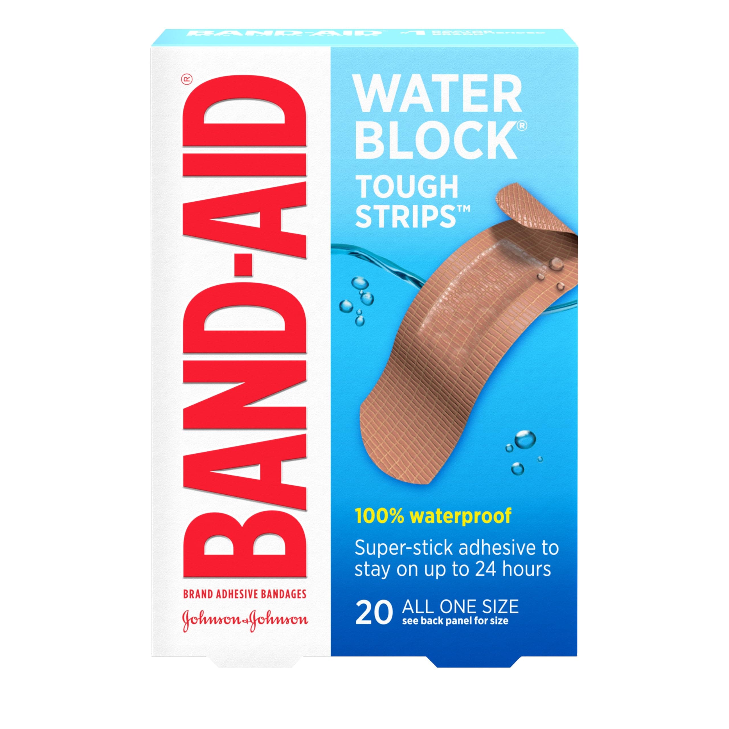 Band-Aid Tough-Strips Adhesive Bandages, Waterproof-20ct