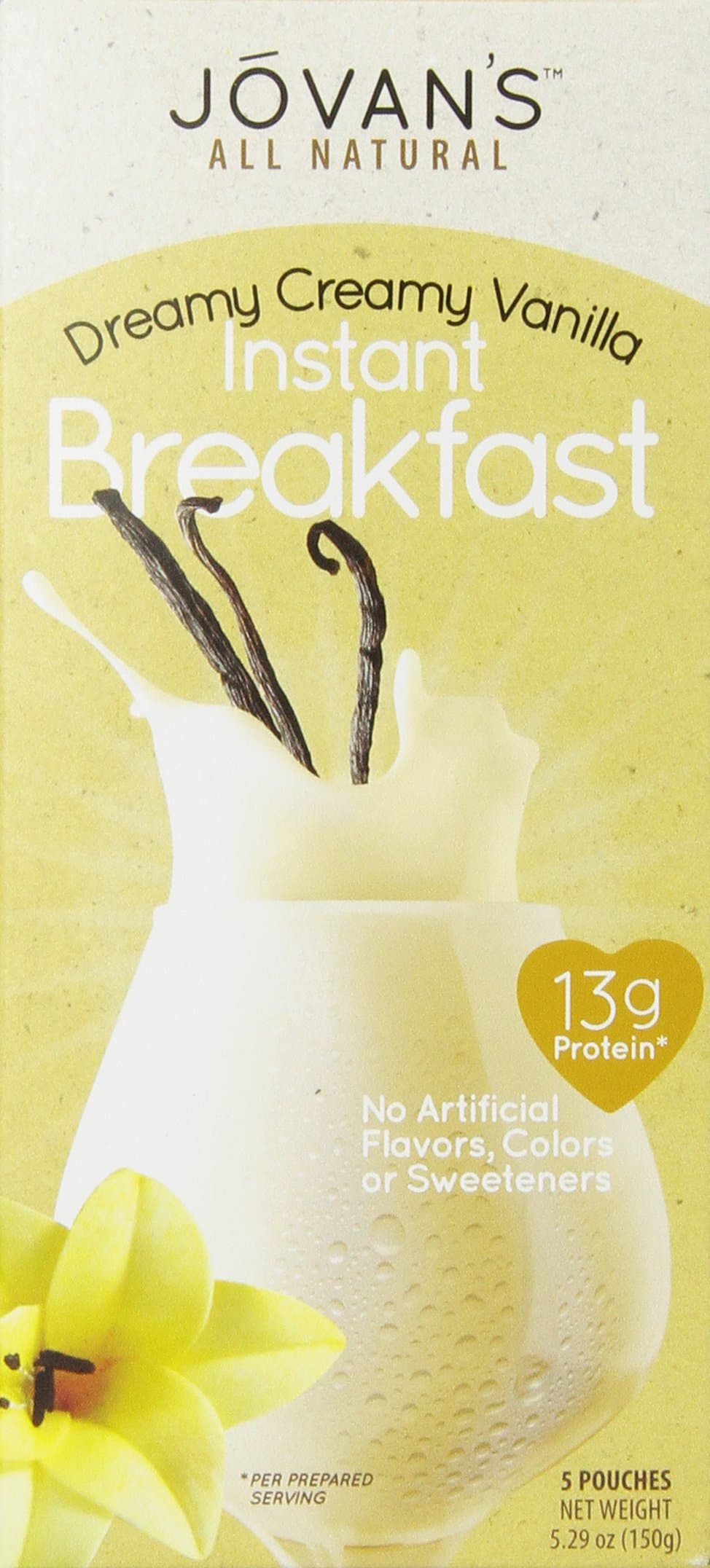 Jovan's All Natural Instant Breakfast, Vanilla Cream, 5.29 Ounce