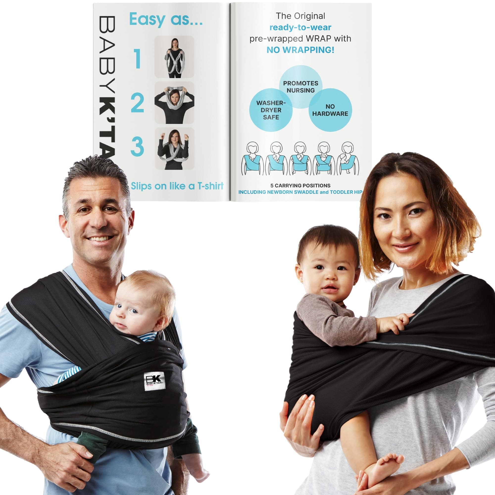 Active Baby K'tan Baby Carrier Wrap: #1 Easy Pre-Wrapped Baby Sling | Breathable Sport Performance Blend | UVA/UVB Infant Sun Protection | Quick Drying | Newborn to Toddler up to 35lb (See Size Chart)