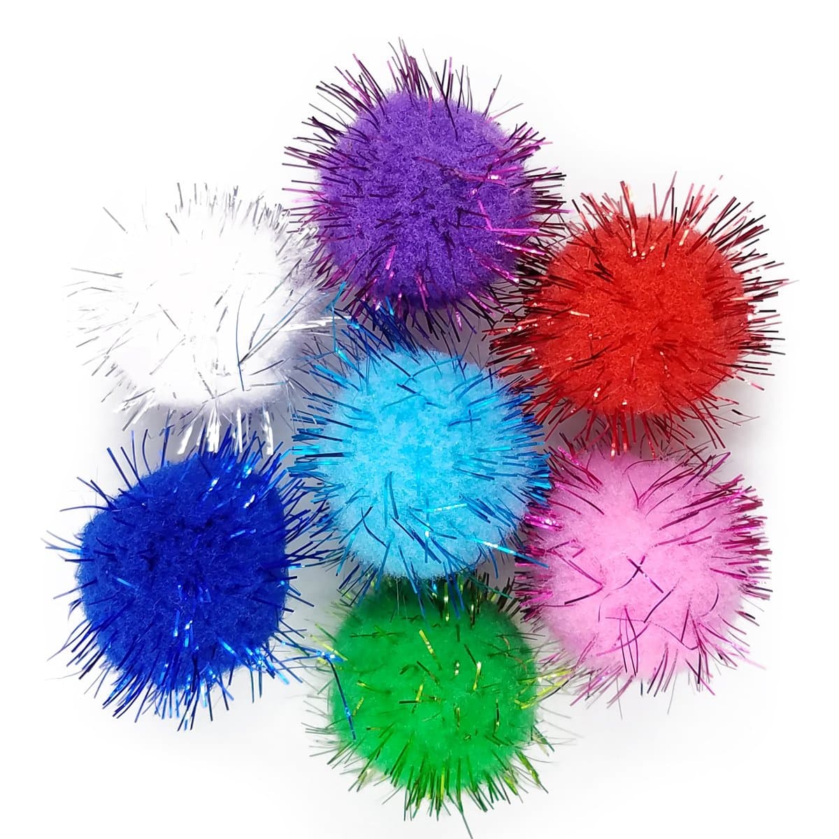 SamuRita Assorted Sparkle Glitter Pom Poms Balls for Arts Craft DIY Accessories(1.18 Inch,30mm- 100 Pack)