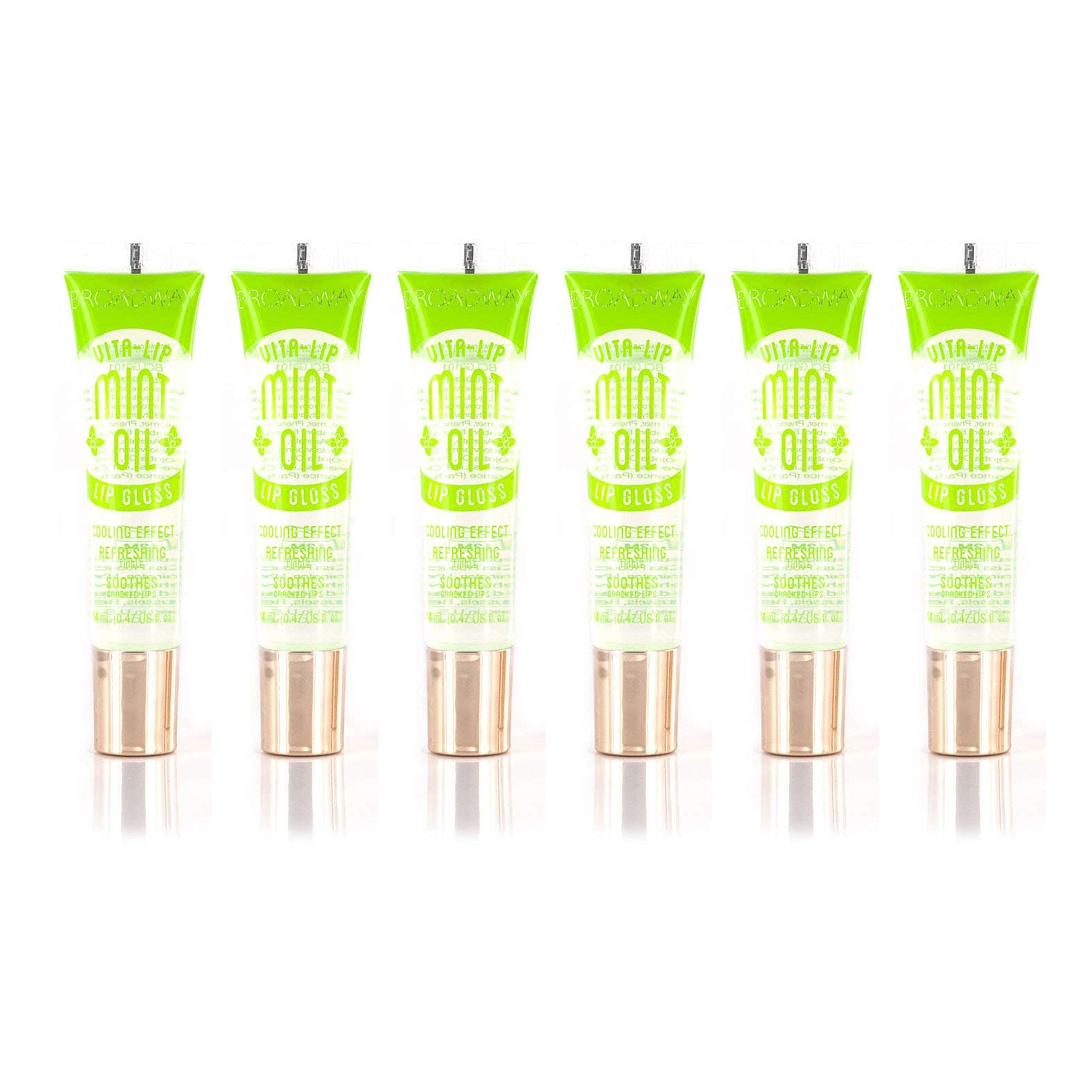 Ruby Kisses Broadway Vita-Lip Clear Lip Gloss (Mint Oil 6 Pack), Ultra-Hydrating & Soothing Formula with Vitamin Oils, High-Shine Non-Sticky Finish, Nourishing Glossy Lip Balm With Cooling Effect