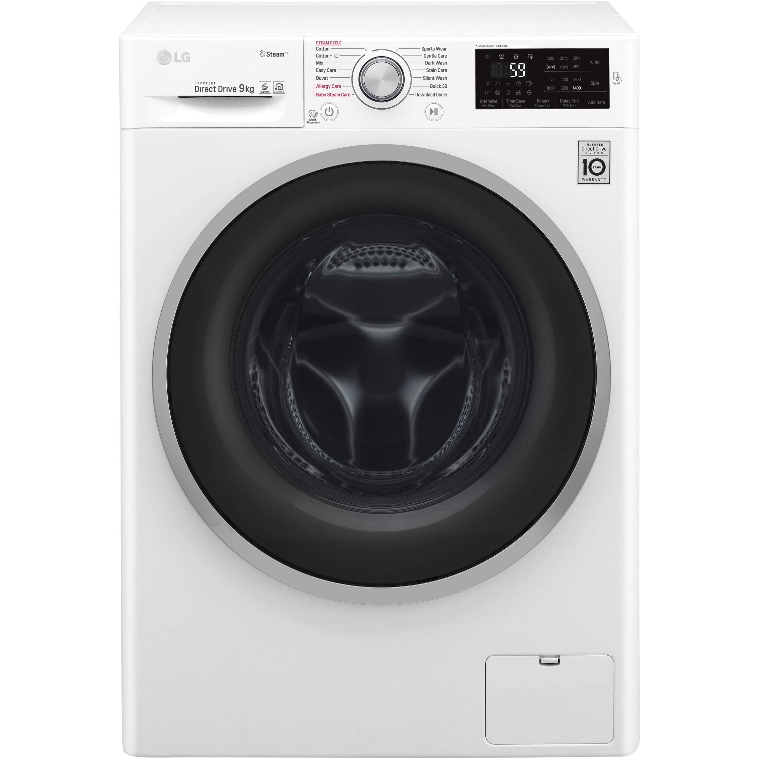 LG F4J609WS Rated Freestanding Washing Machine - White