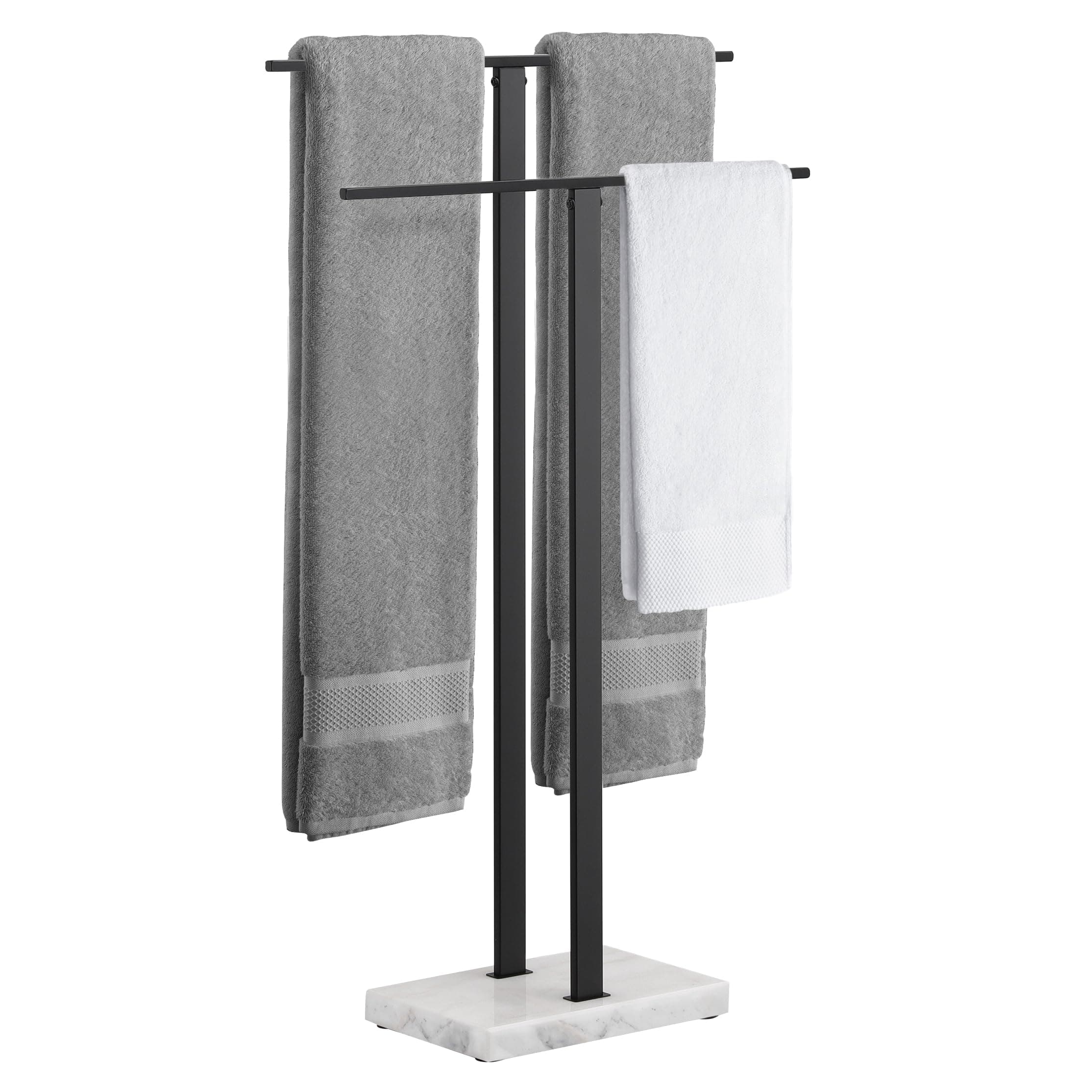 KES Standing Towel Rack, 2-Tier Towel Racks for Bathroom Freestanding with Marble Base, Upgrade Steady Design, SUS304 Stainless Steel Matte Black, BTH217-BK