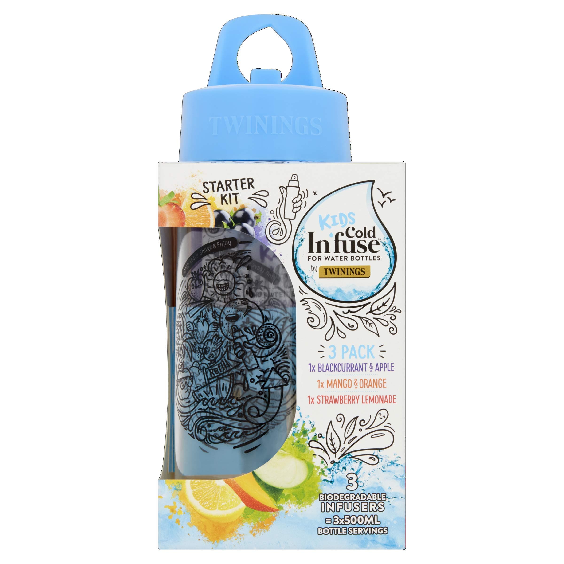 Twinings Kids Cold In'Fuse Starter Kit, Water Bottle with 3 infusers