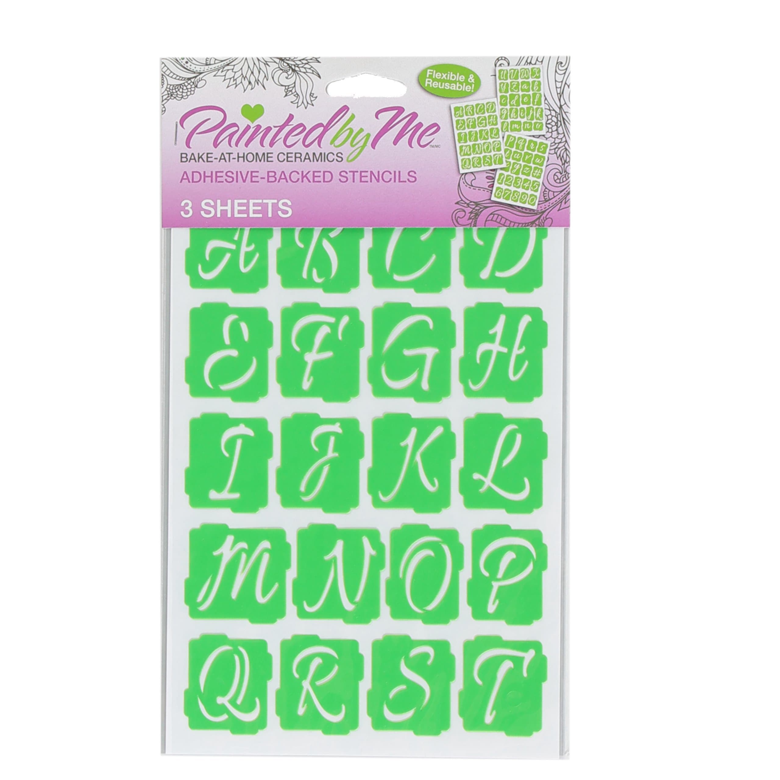 Painted By Me Adhesive Backed Stencils, Script Letters