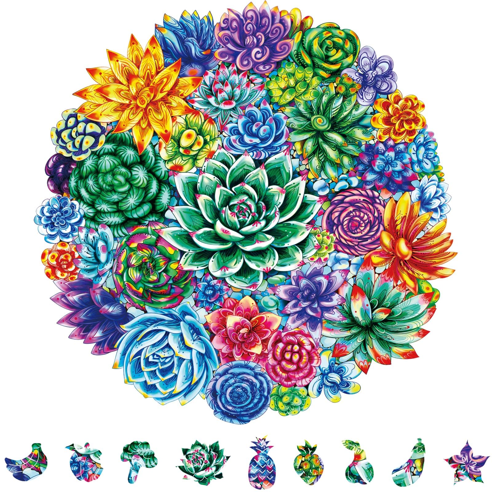 Succulent Plant Wooden Puzzle for Adults - 200 Pieces, Unique Design, Gift for Teens and Adults, Liberty Jigsaw Puzzles, Wood Adult Jigsaw…