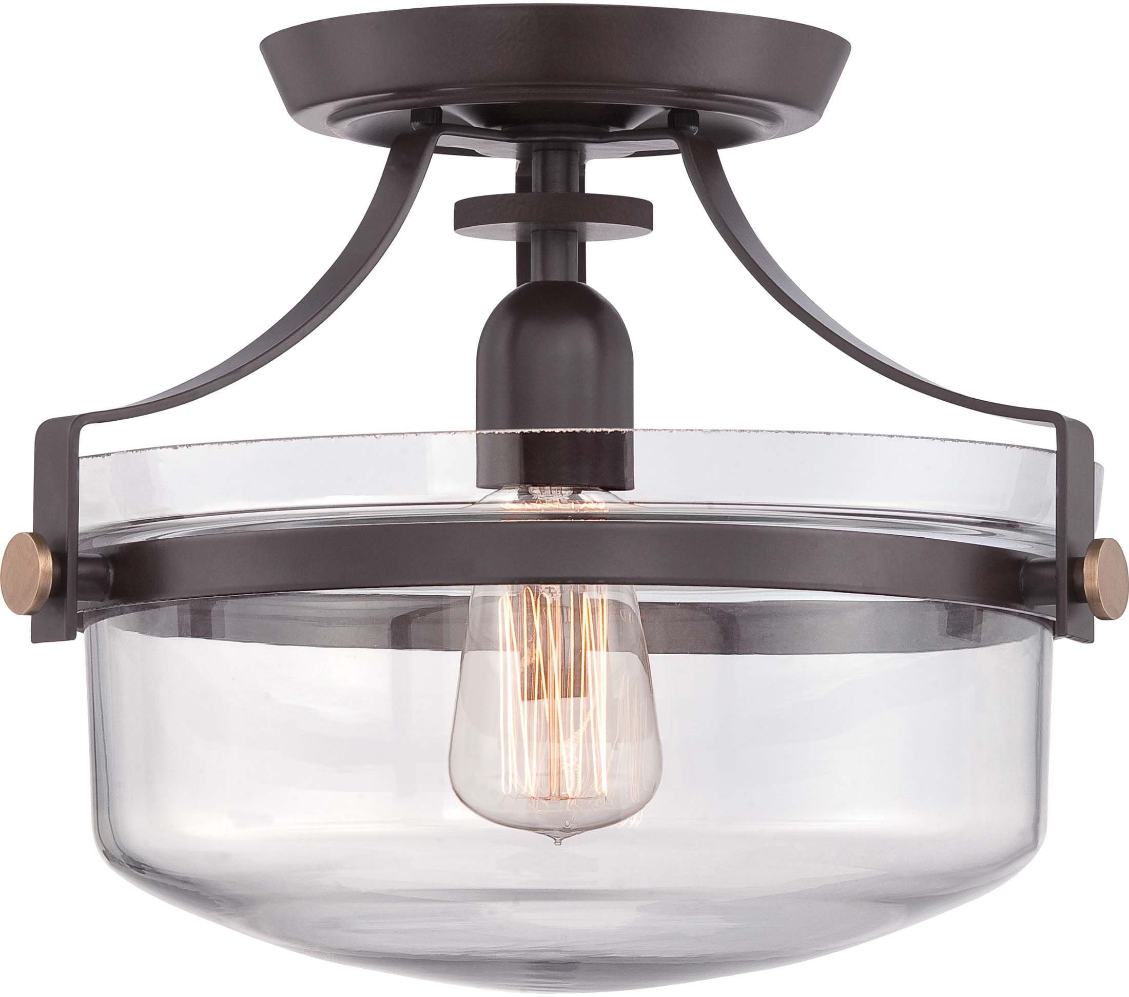 Quoizel UPPS1713WT Uptown Penn Station Semi Flush, 1-Light 100 Watts, Western Bronze