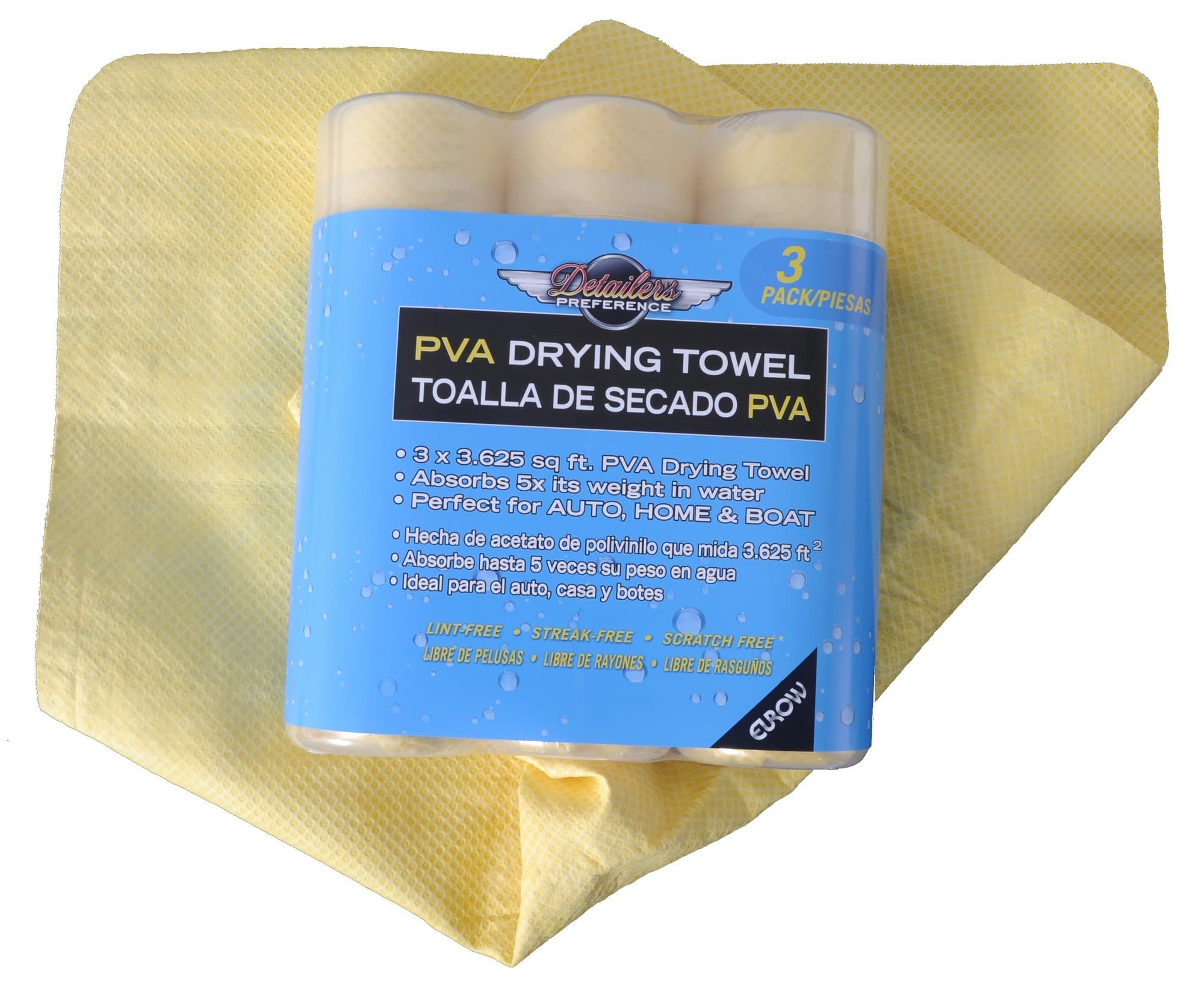 Detailer's Preference Eurow PVA Synthetic Drying Chamois 3.6 SqFt (3-Pack)