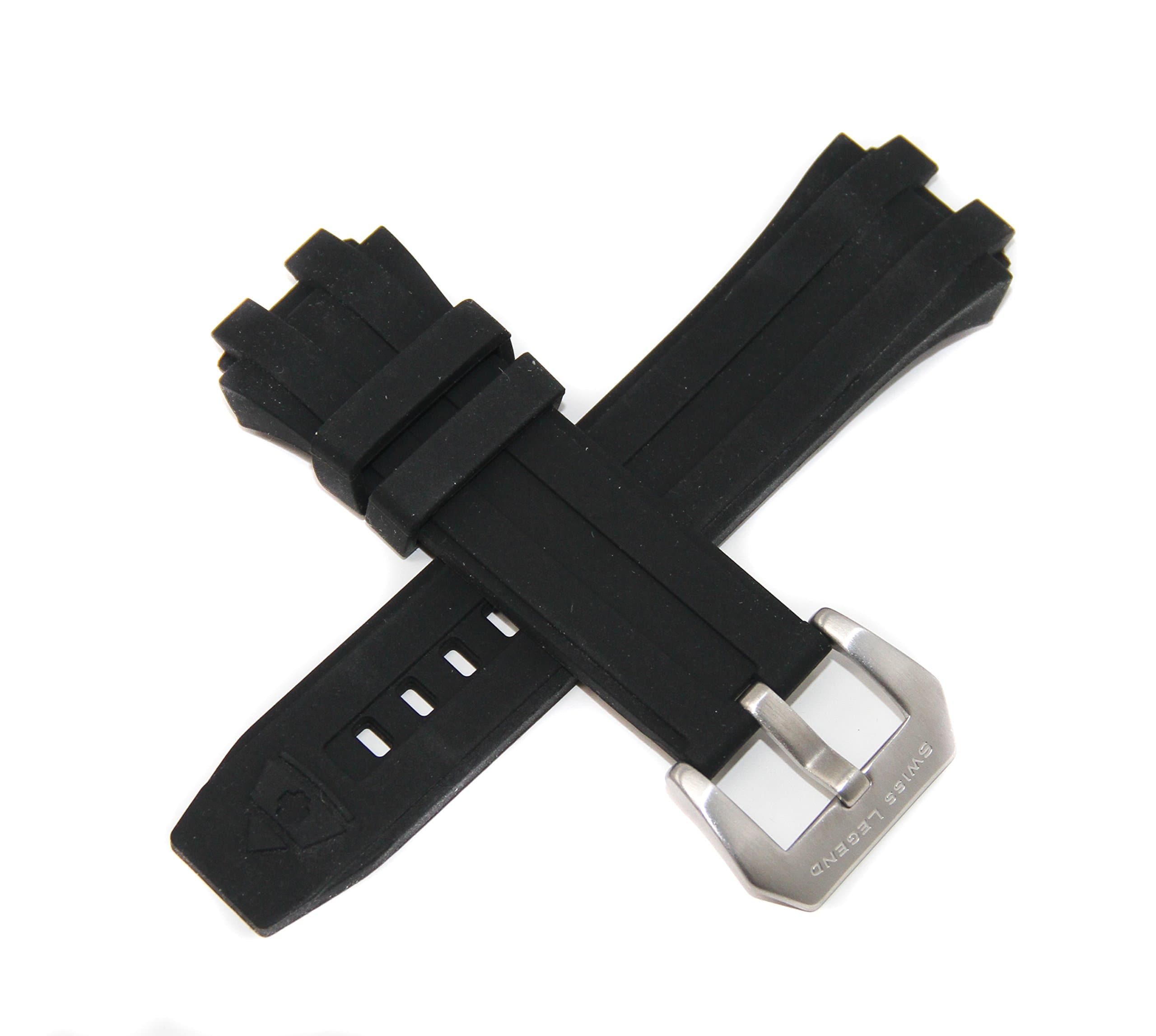 28MM Black Silicone Watch Strap Stainless Steel Silver Buckle fits 49mm Challenger Watch