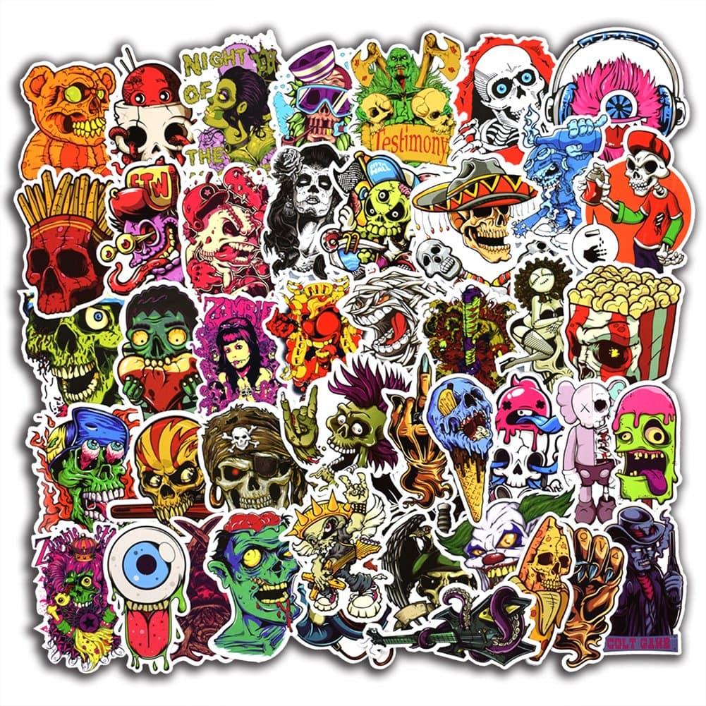 Stickers, Laptop Stickers Car Stickers for Skateboard Computer Water Bottles Bumper Waterproof Vinyl Decals Cool Graffiti Stickers Pack (100 Pcs Horror Stickers)
