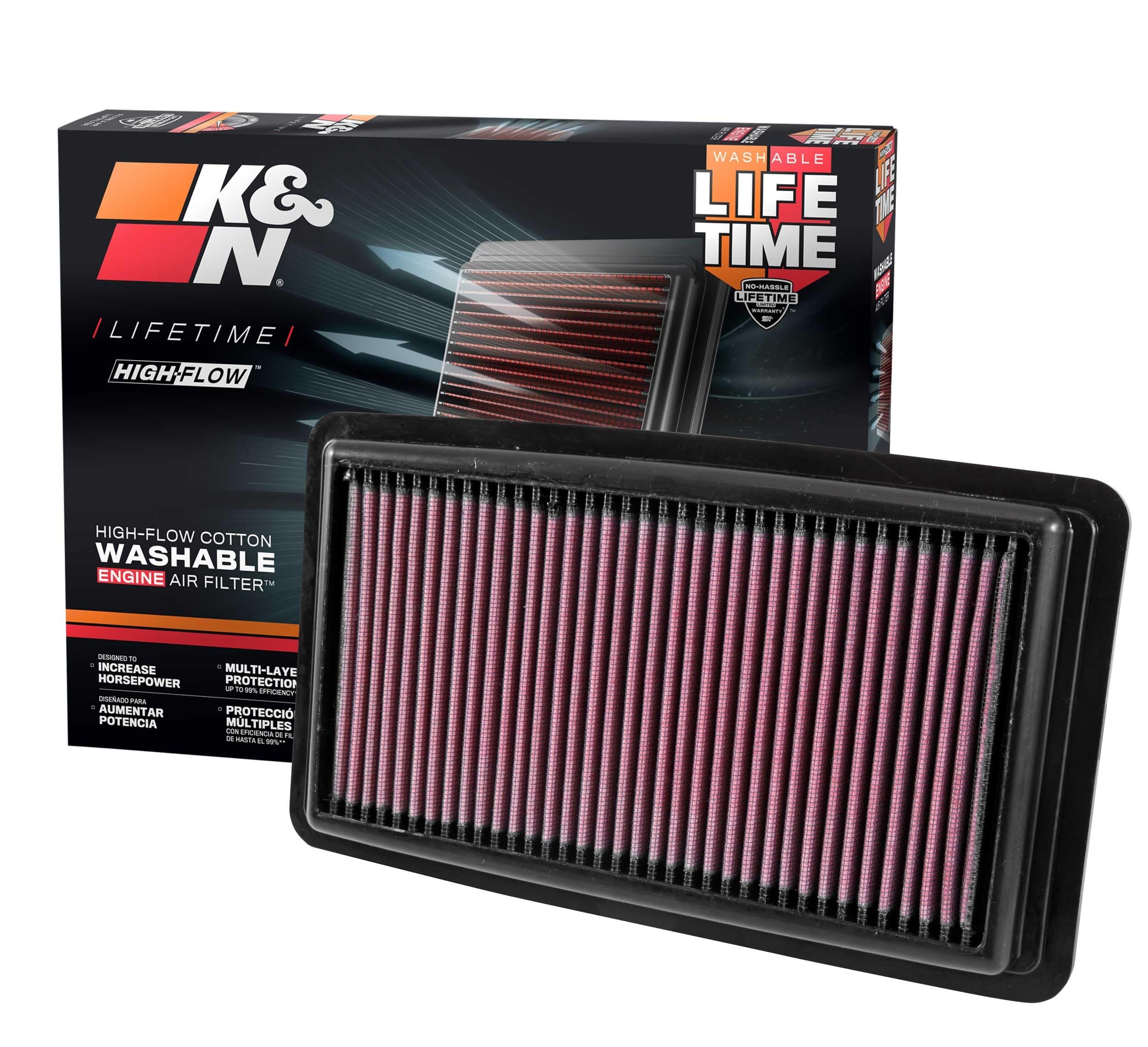 Engine Air Filter: High Performance, Premium, Washable, Replacement Filter: Compatible with 2016-2022 Honda/Acura V6 (Odyssey, Passport, Pilot, Ridgeline, MDX), 33-5041