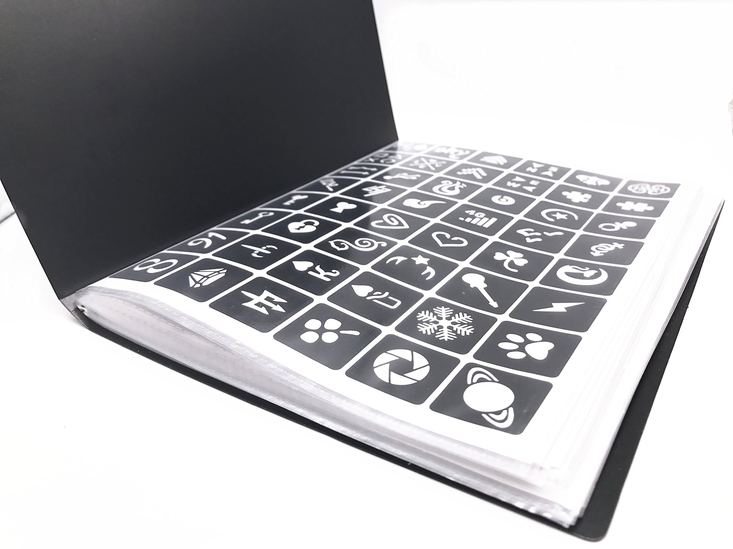 Tattoo Stencil - Various patterns - New Henna Designs- Set of 18 (Include a Storage Book)