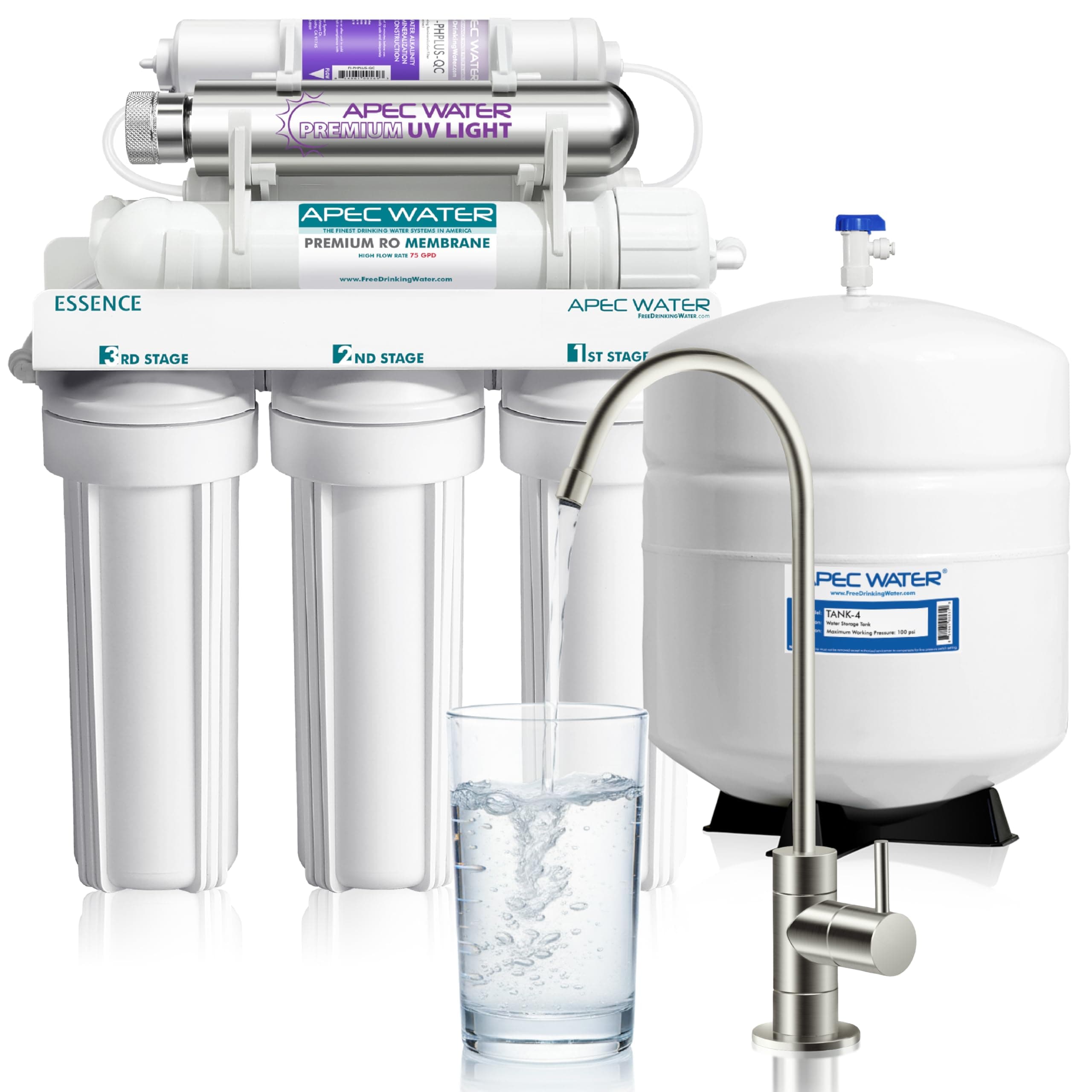 Systems ROES-PHUV75 Essence Series Top Tier Alkaline Mineral and Ultra-Violet UV Sterilizer 75 GPD 7-Stage Ultra Safe Reverse Osmosis Drinking Water Filter System