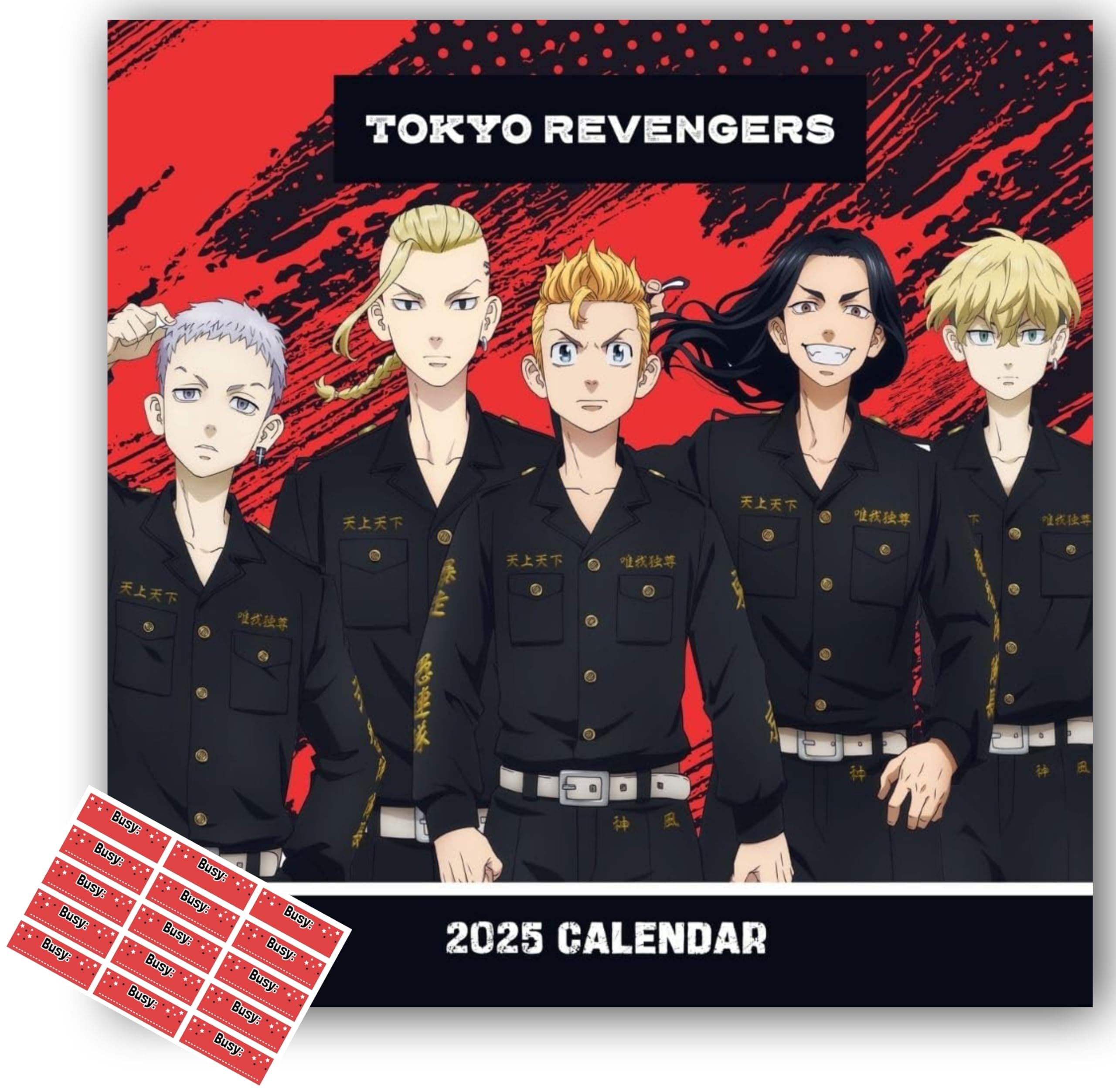 Tokyo Revengers Anime Calendar 2025 Square Wall Calendar Gift Present with FREE Organising Stickers included