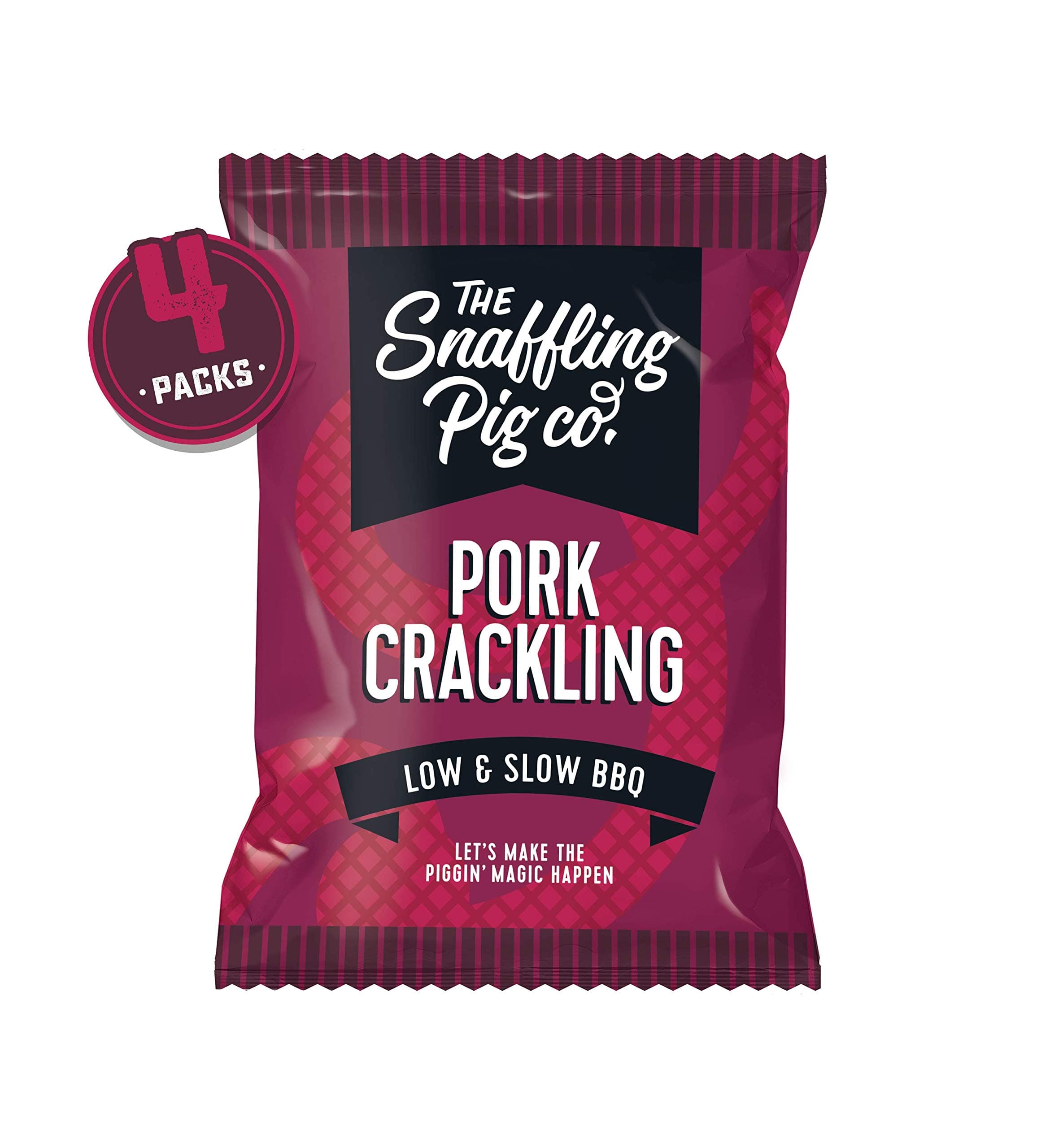 Snaffling Pig BBQ Flavoured Pork Crackling Packets 50g - Pack of 4