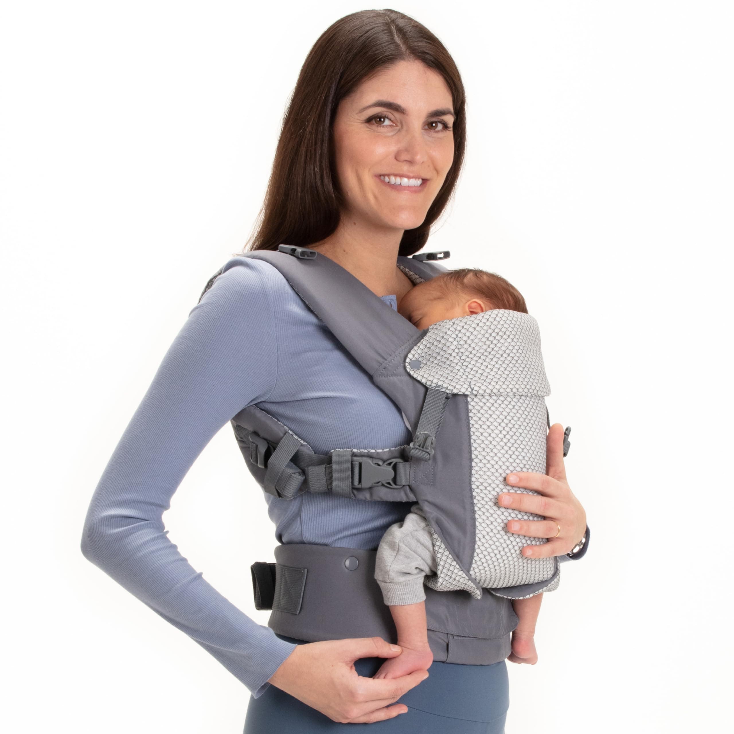 Beco Gemini Baby Carriers from Newborn to Toddler - Certified Ergonomic Newborn Baby Carrier for Infants and Children of 7-35 lbs - M Shape, Adjustable Seat, Breathable 3D Mesh (Cool Dark Grey)