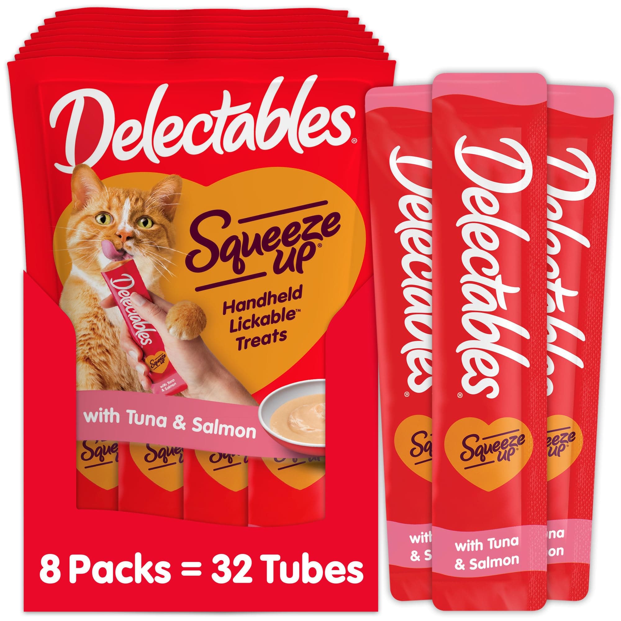 Hartz Delectables Squeeze Up Tuna & Salmon Lickable Cat Treats, 32 Count