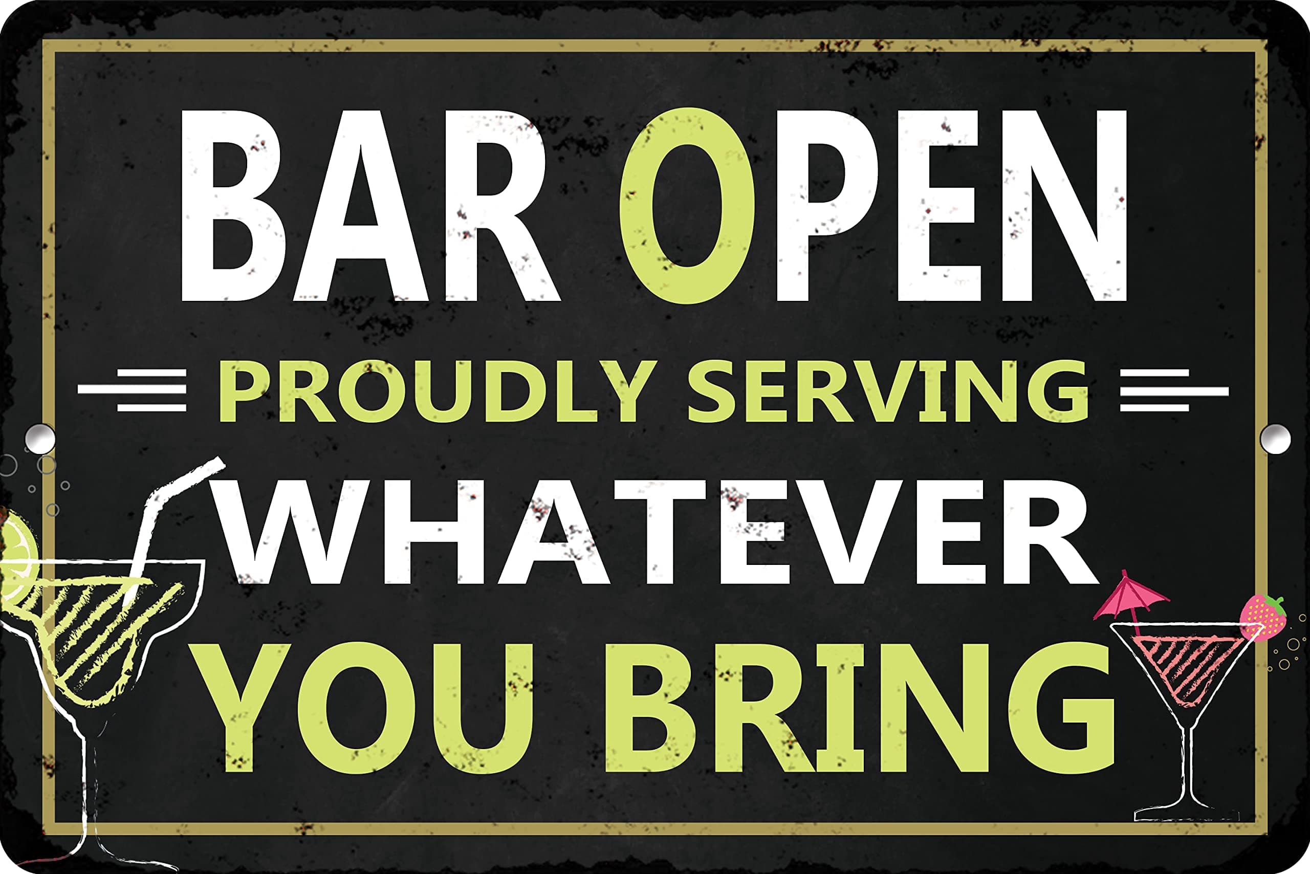 Bar Open Metal Tin Sign Vintage Tin Sign for Bar Man Cave Funny Wall Decor 12 X 8 inches-Bar Open-2