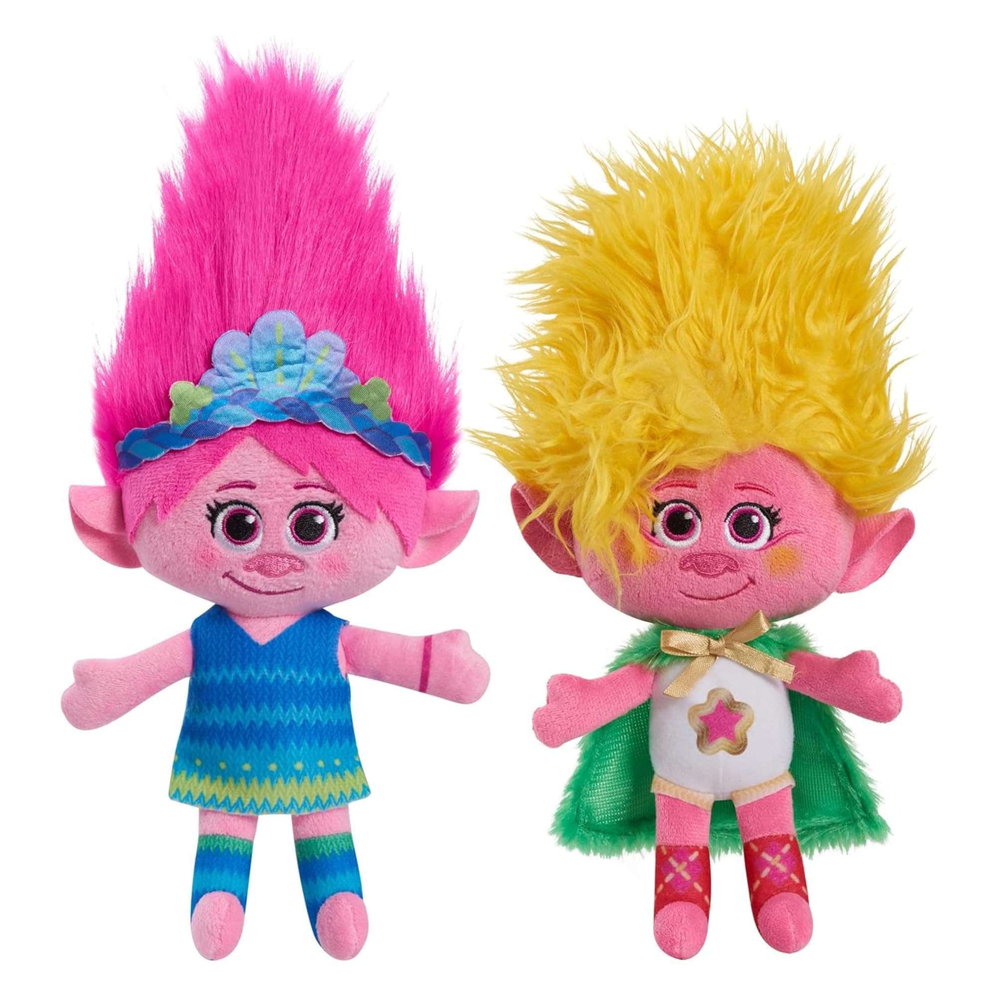 DREAMWORKS TROLLS Band Together 8-inch Small Plush Poppy and Viva 2-Piece Set, Stuffed Animals, Holiday Stocking Stuffers, Gifts, Presents, Kids Toys for Ages 3 Up by Just Play