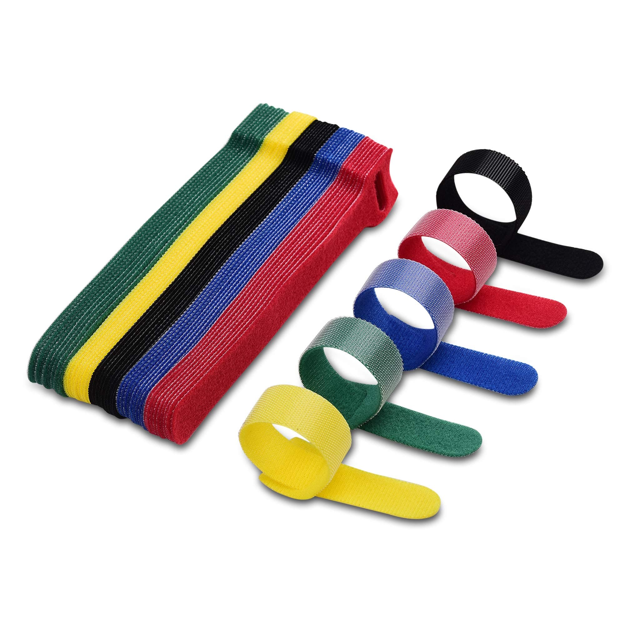 Cable Ties 50pcs Hook and Loop Wraps Reusable Fastening Cable Ties Cable Straps Strips (Black / 7 Inch)