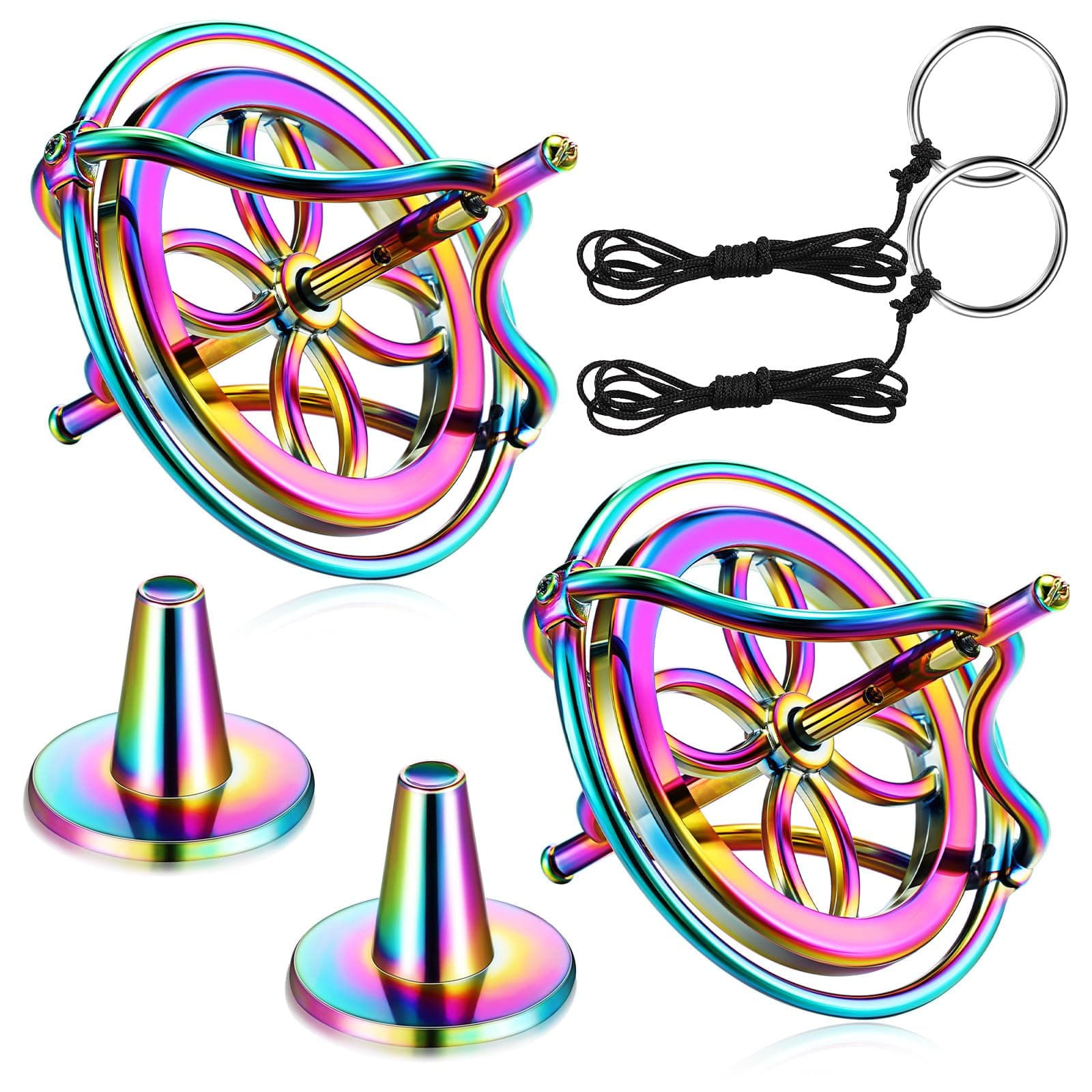 meekoo 2 Packs Metal Anti-Gravity Gyroscope Colorful Rotating Top Gyroscope Balance Toy Educational Gift