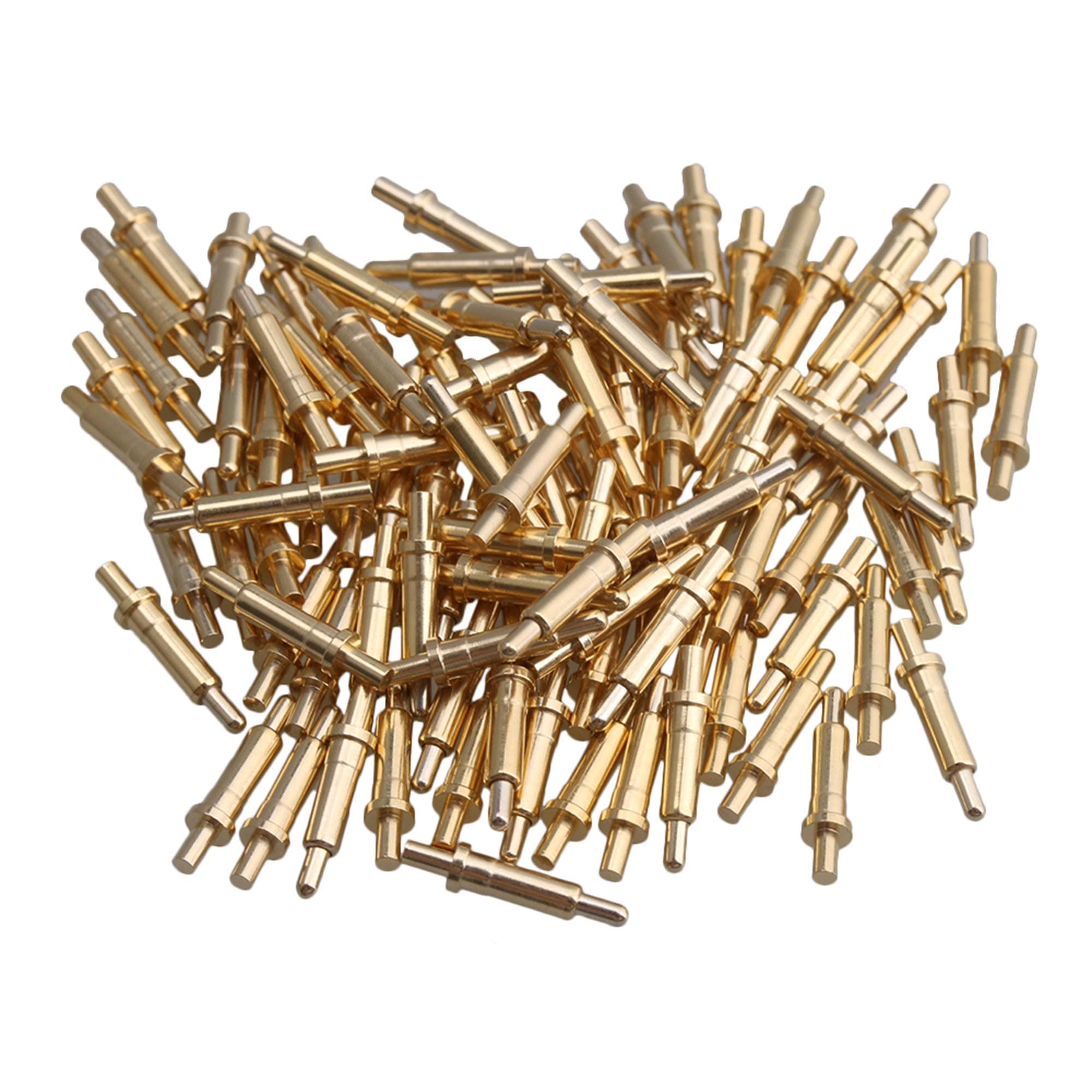 Mxfans Gold-Plated 9mm Long Copper Accessory Thimble Probes Spring Pin Pack of 100