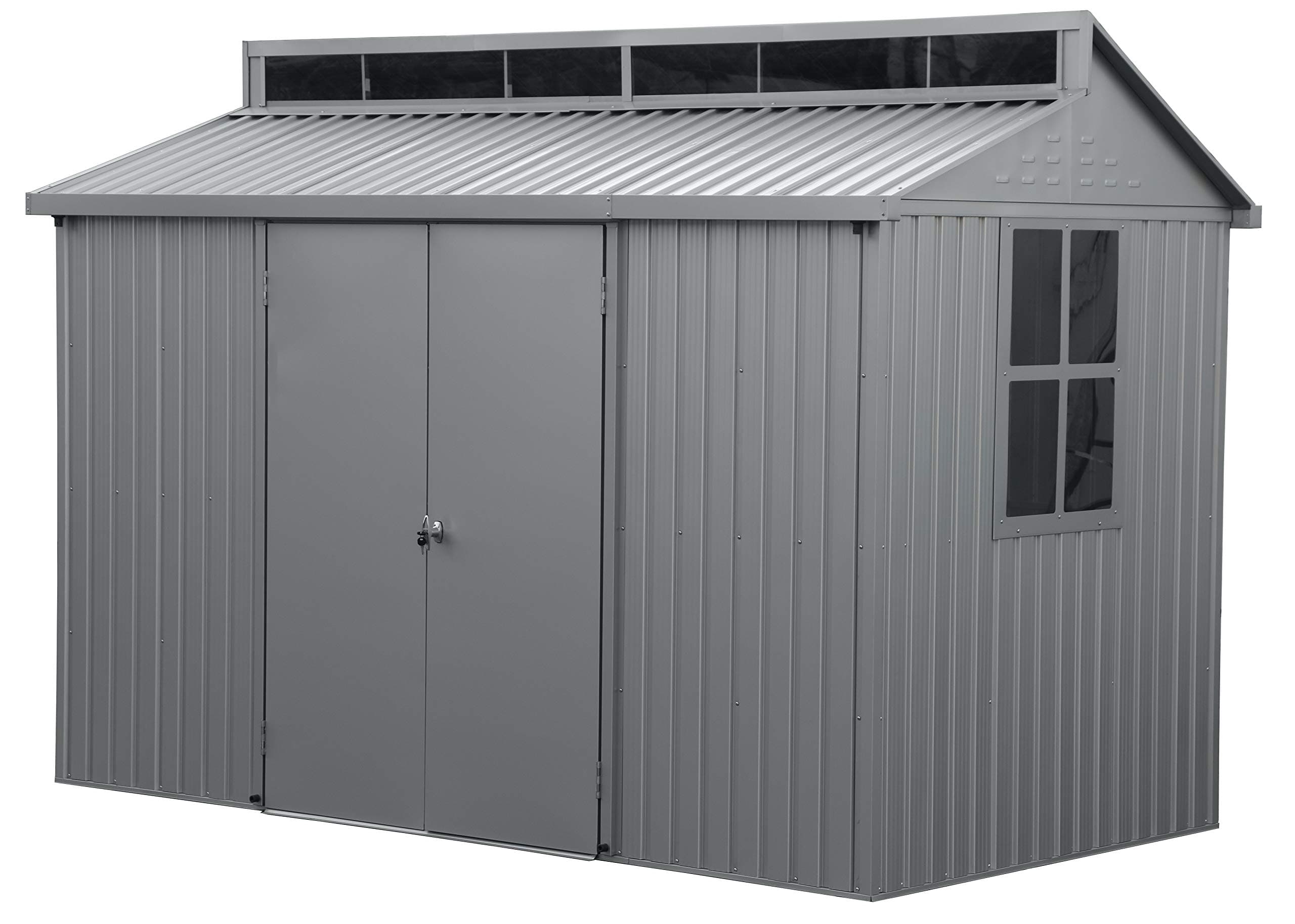 Duramax Aluminium 10 x 6 (5.90 m2) Garden Shed, All-Weather Durable & Waterproof Outdoor Storage Shed, Includes Skylight, Foundation, Window on Side & Lockable Double Doors