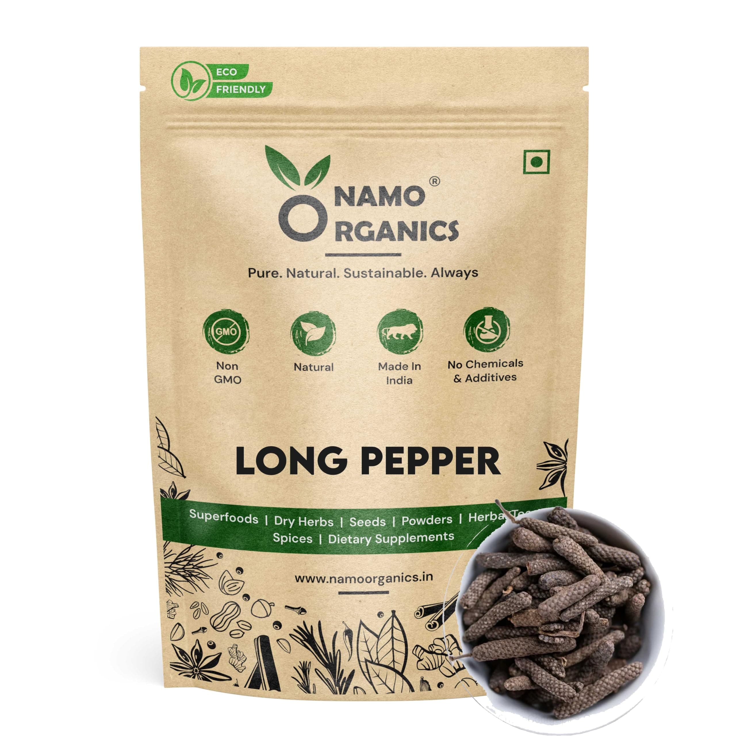 Namo Organics - Whole Pepper Long 100 Gm (Pipal , Pippali)