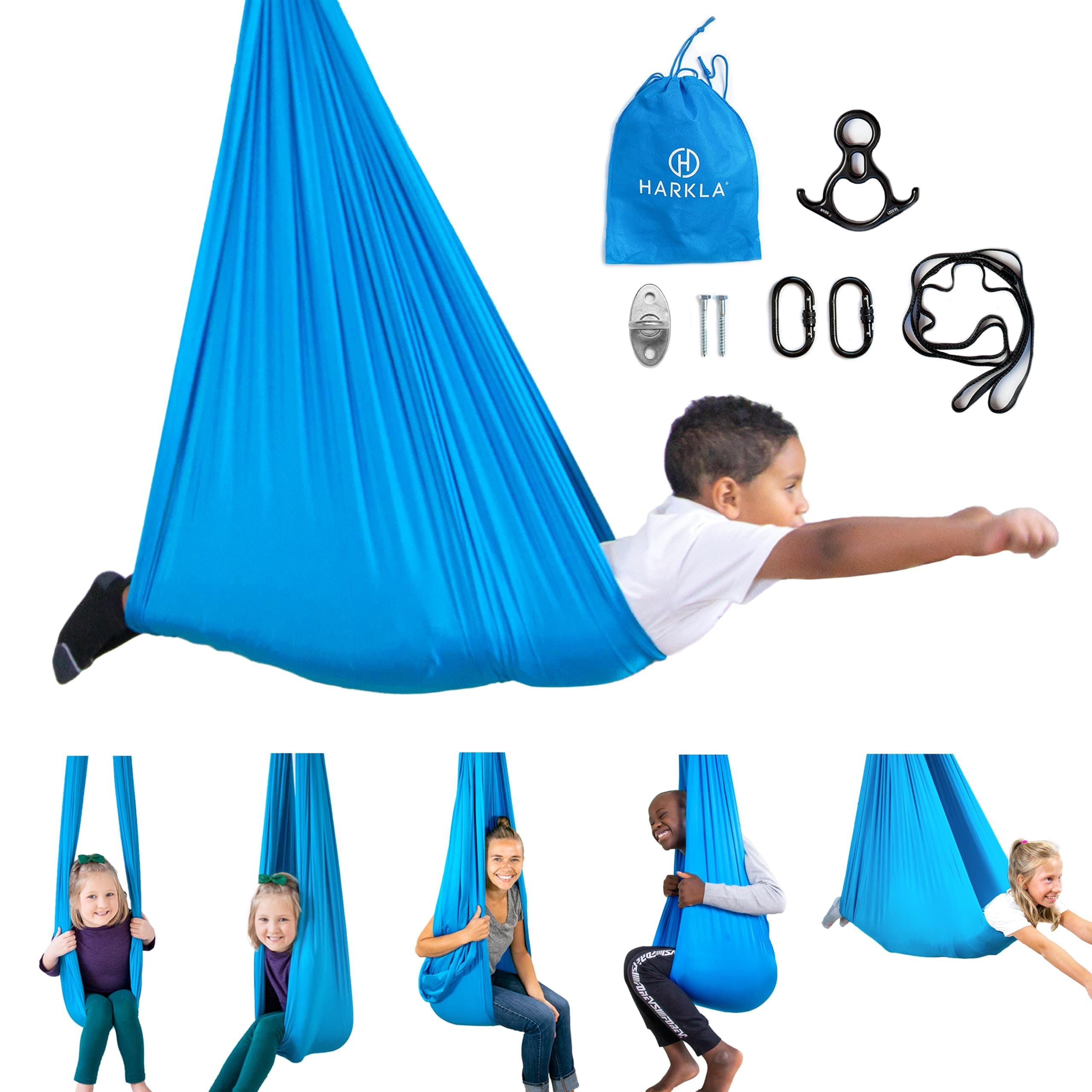 Harkla Sensory Swing for Kids Indoor - Therapy Swing Great for Autism, ADHD, and Sensory Processing Disorder | Calming Effect Indoor Swing for Kids with Sensory Needs | Kids Hammock & Sensory Chair