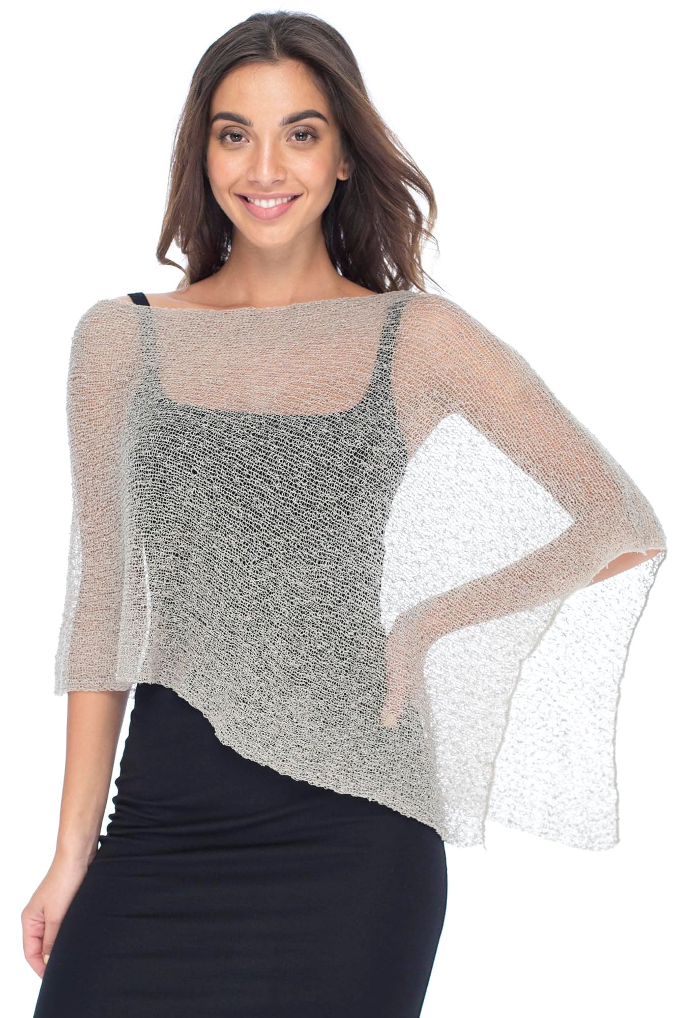 Womens Sheer Poncho Shrug Bolero, Lightweight Summer Shrug Pullover Sweater