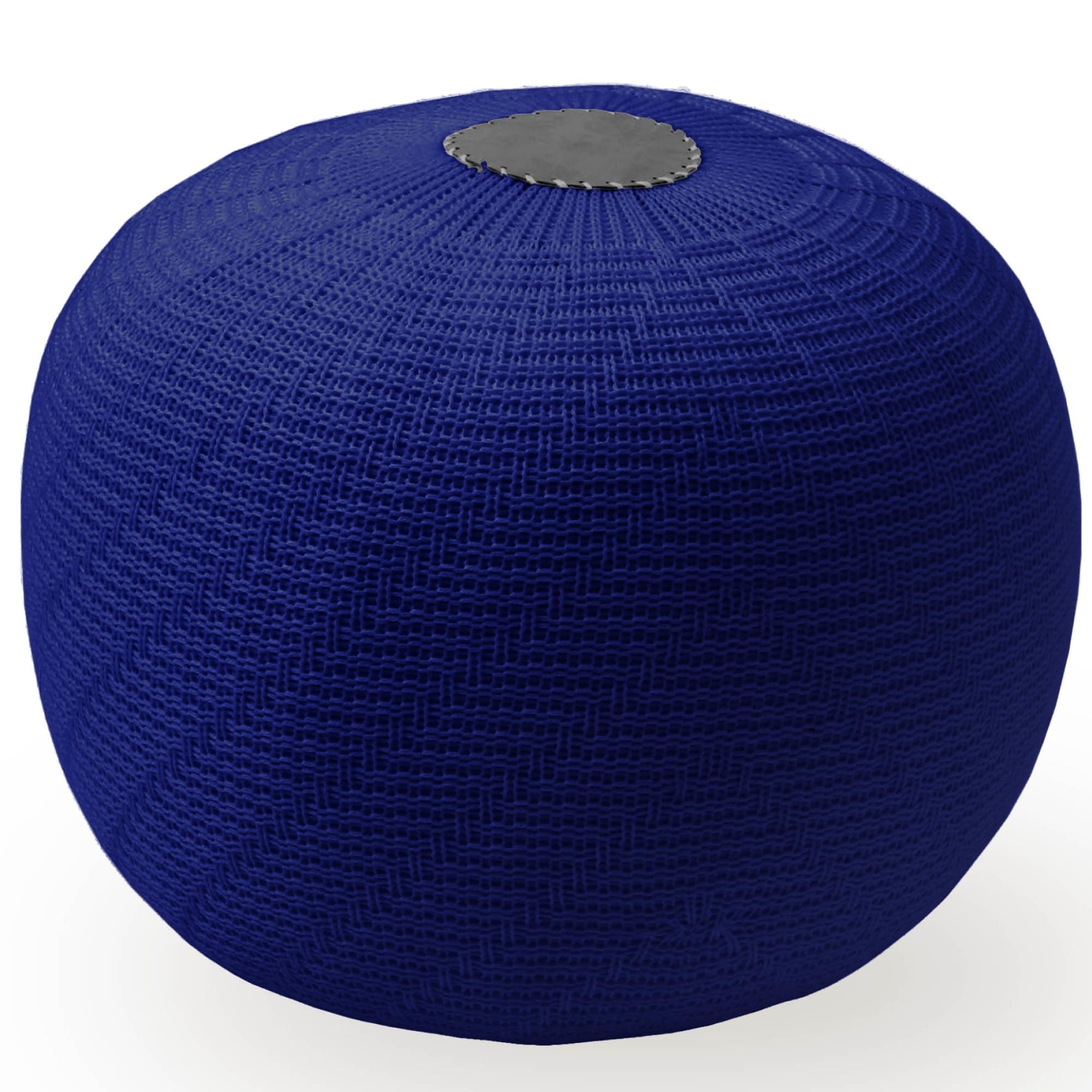 English Home Round Ottoman Pouffe, Large Light Weight Foot Stool, Footstool Living Room Accessories, Knitted Bean Bag for Foot Leg Rest, Dressing Stool Home Bedroom Room Decor, 37x50 cm, Blue