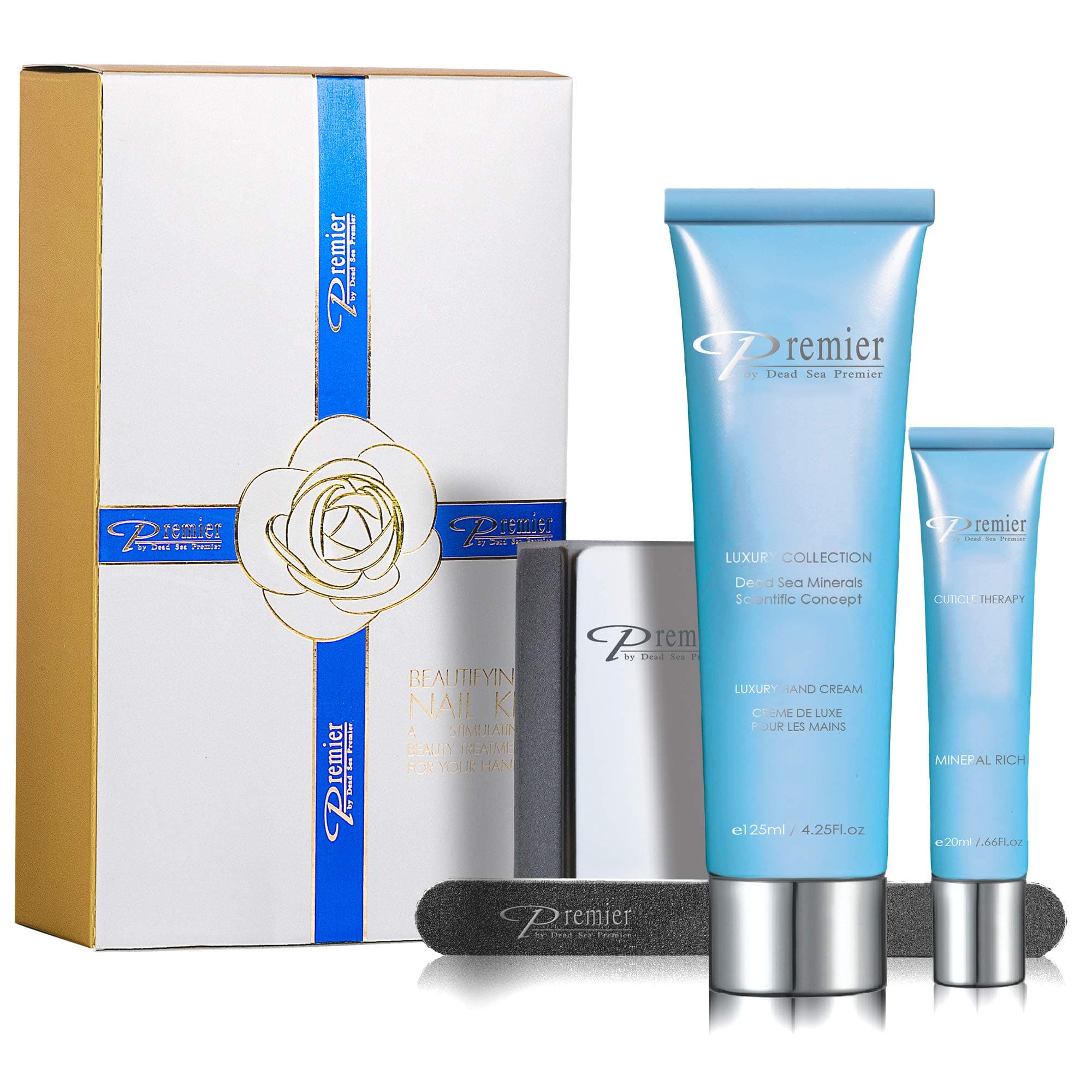 Beautifying Nail Kit Milk and Honey - Salon Quality Manicure, hand & Body Lotion, Cuticle Oil, Nail File, 3 step Buffing Block