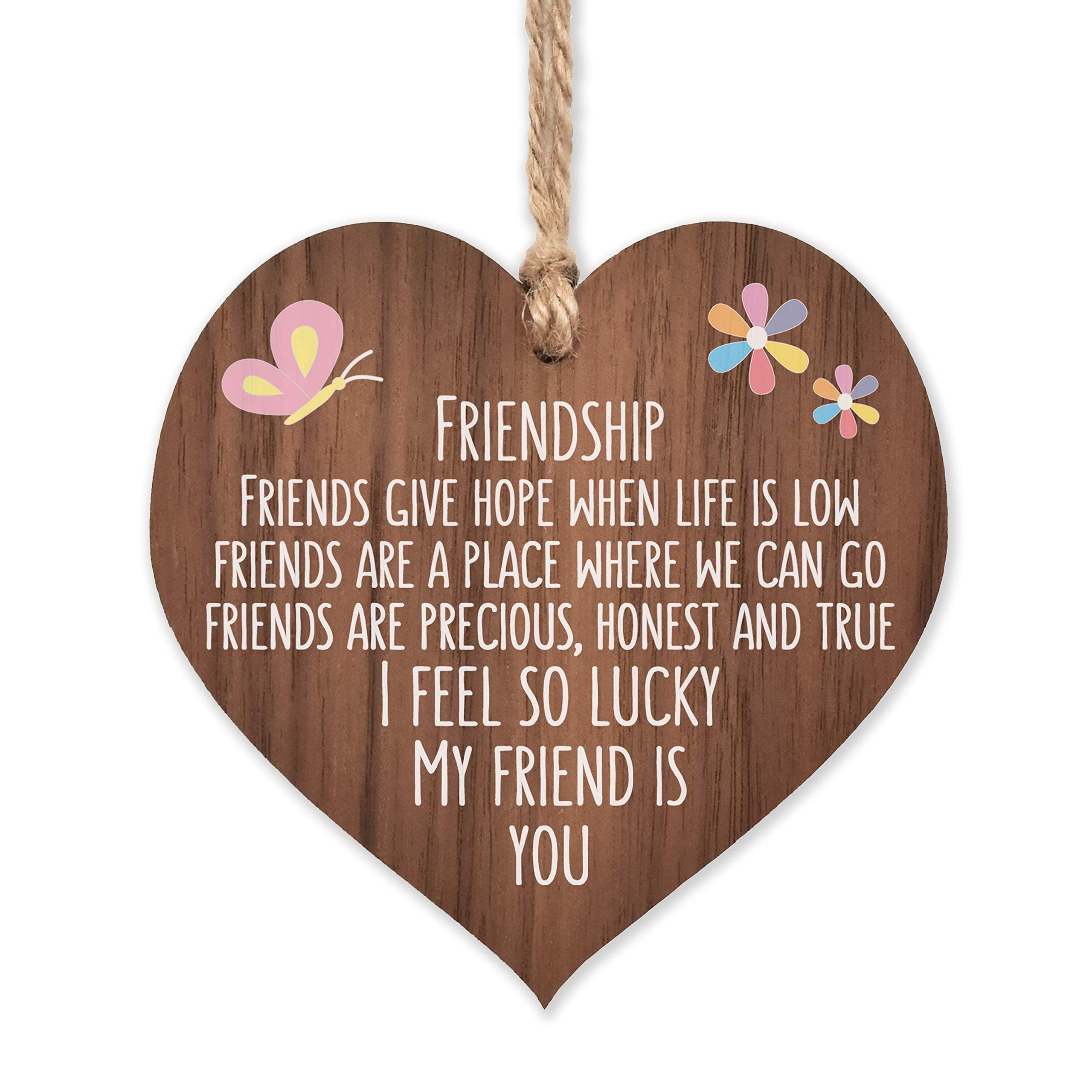 I�m lucky my friend is you | best friends wooden hanging heart | sentimental inspirational gift for cheer up women | friendship present uk | her girls woman