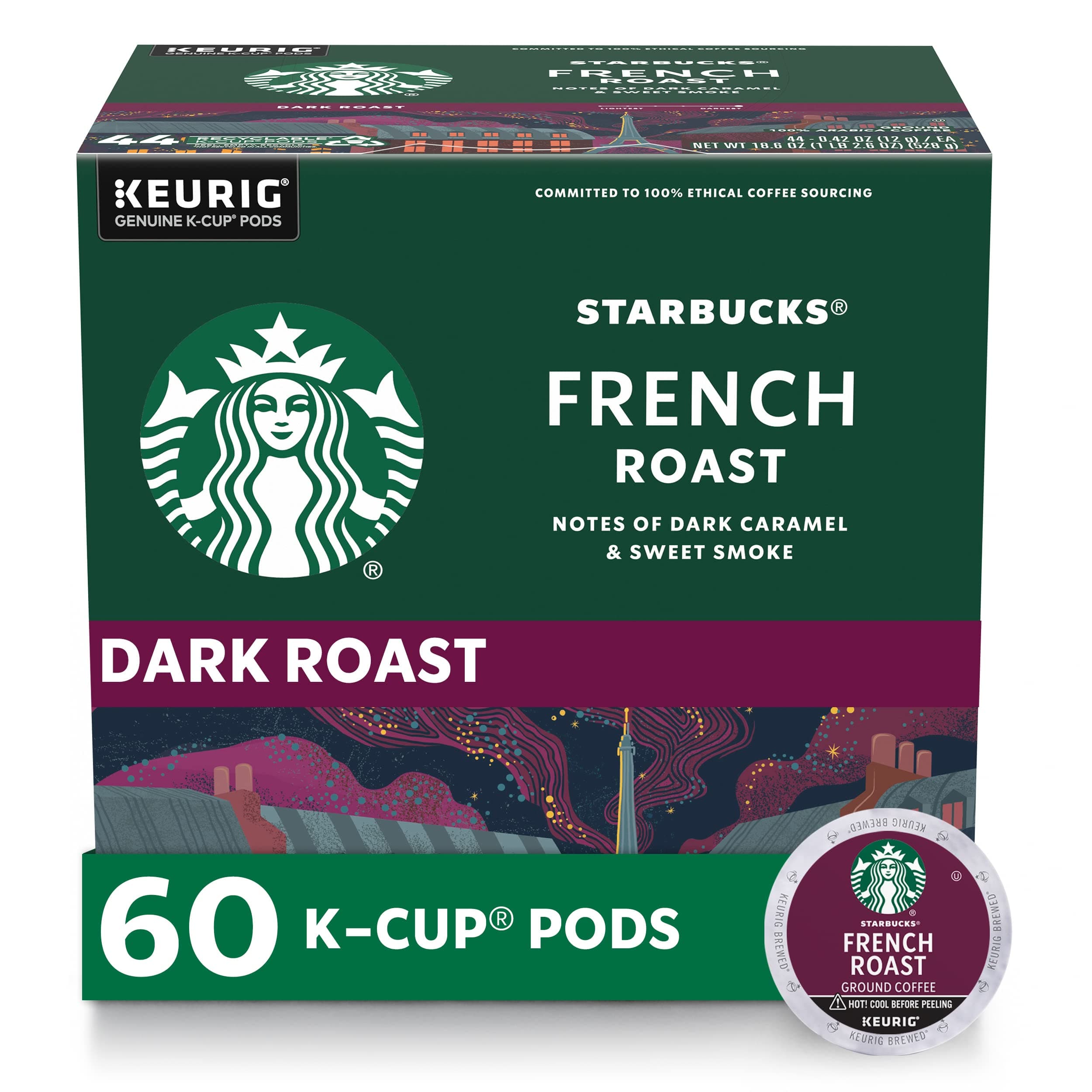 K-Cup Coffee Pods, Dark Roast Hot or Iced Coffee, French Roast, 60 Keurig Pods